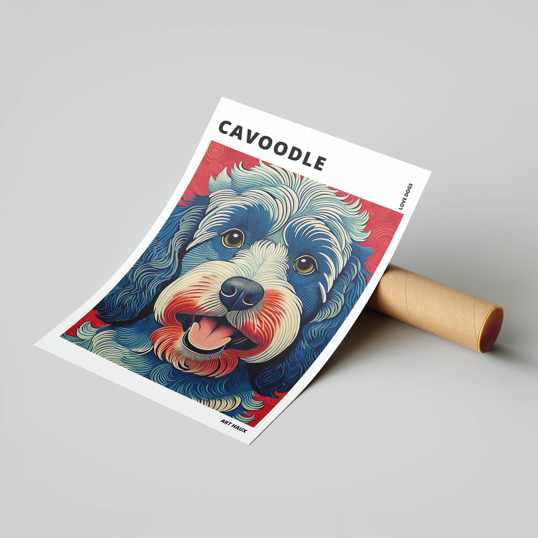 Cavoodle Hokusai Japanese Inspired Dog Series with Text image 6