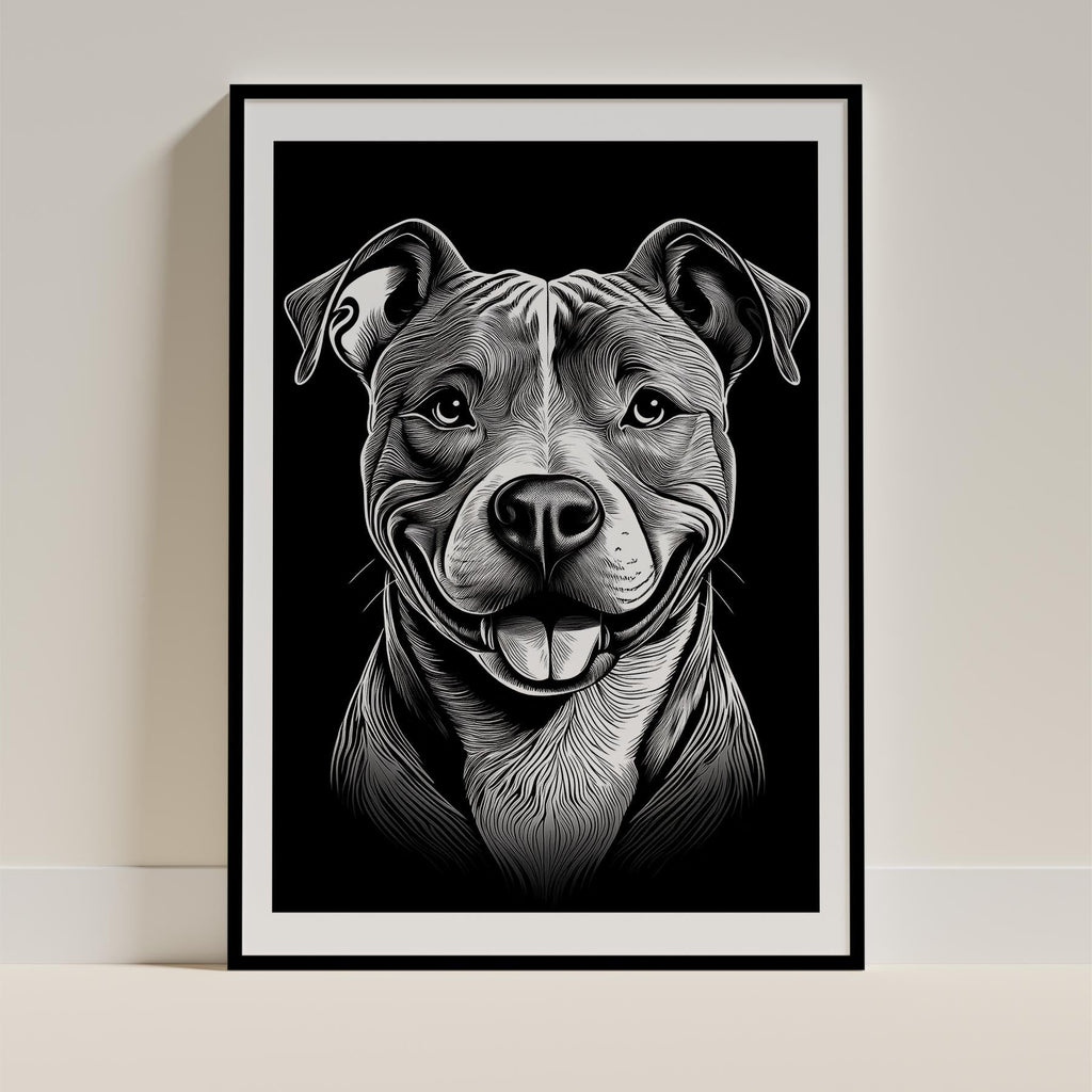 American Pitbull Terrier Line Dog Series in Black and White image 0