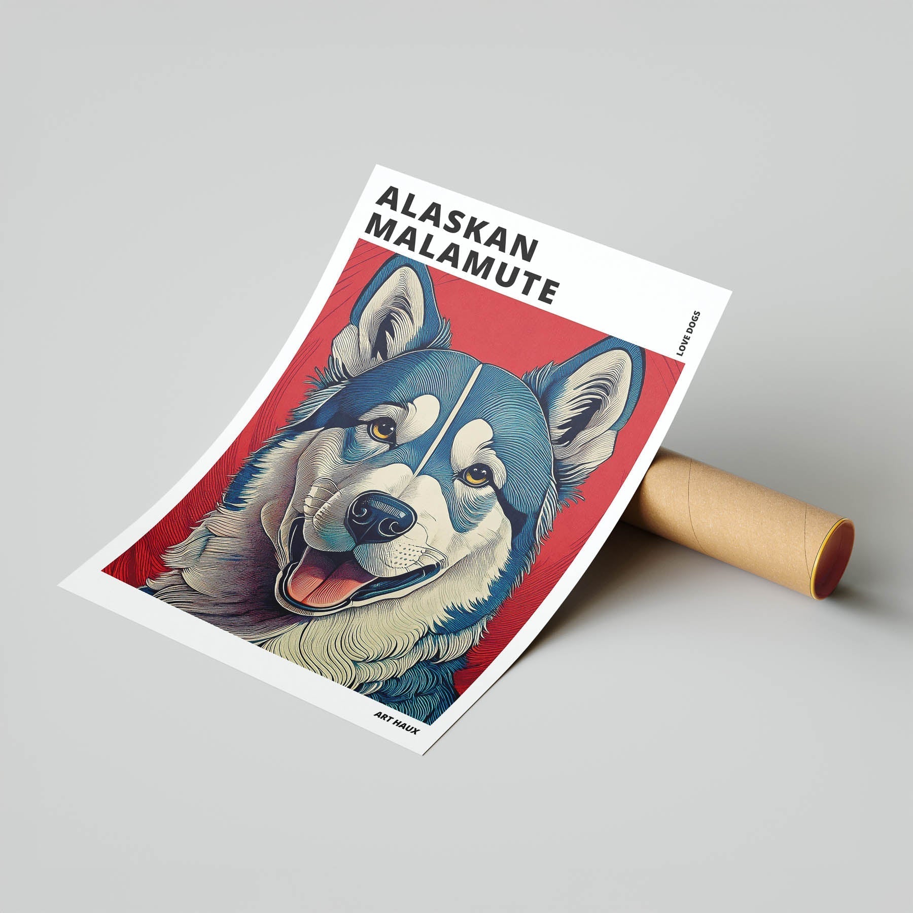 Alaskan Malamute Hokusai Japanese Inspired Dog Series with Text image 6