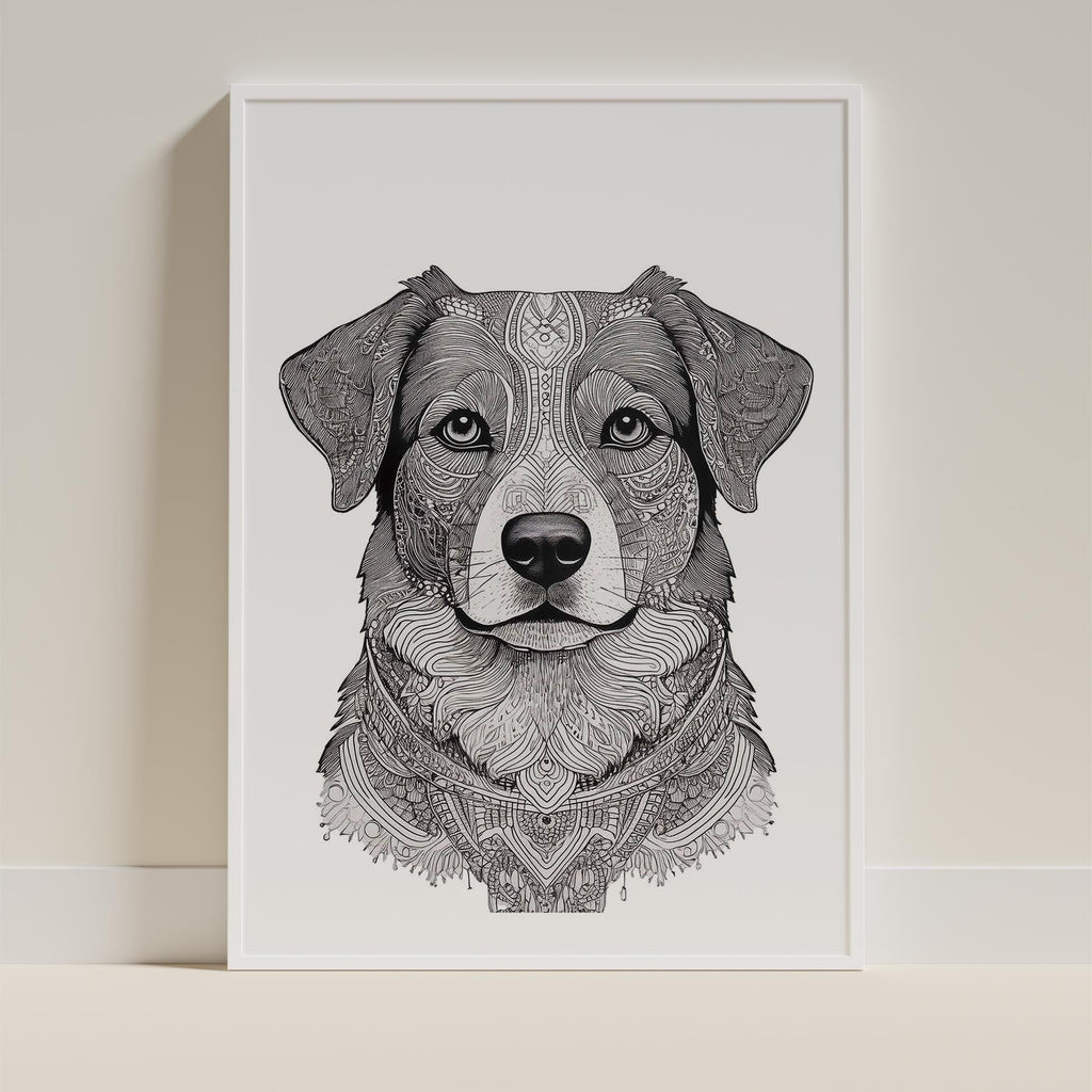 Australian Shepherd Mandala Black and White Dog Series image 9