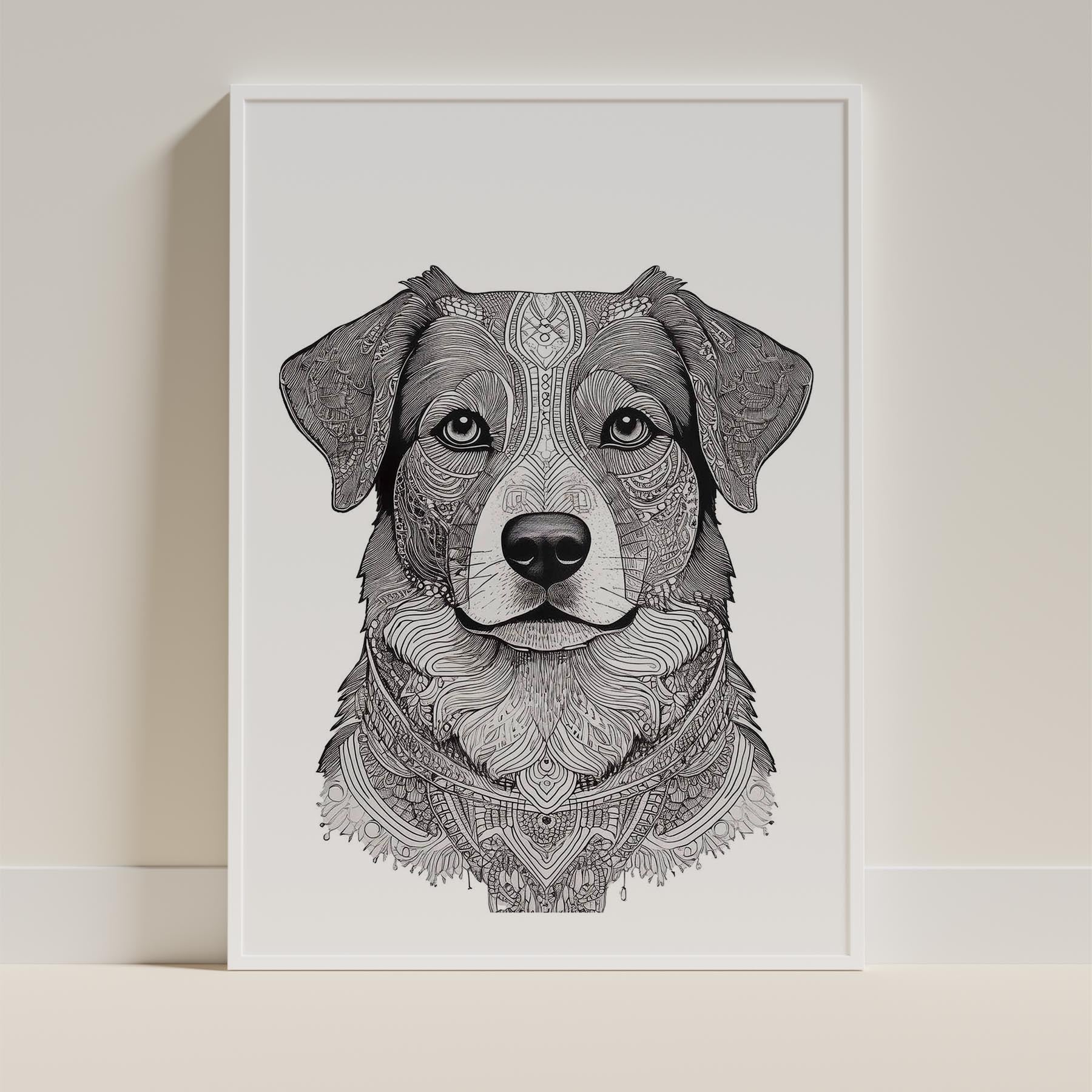 Australian Shepherd Mandala Black and White Dog Series image 9