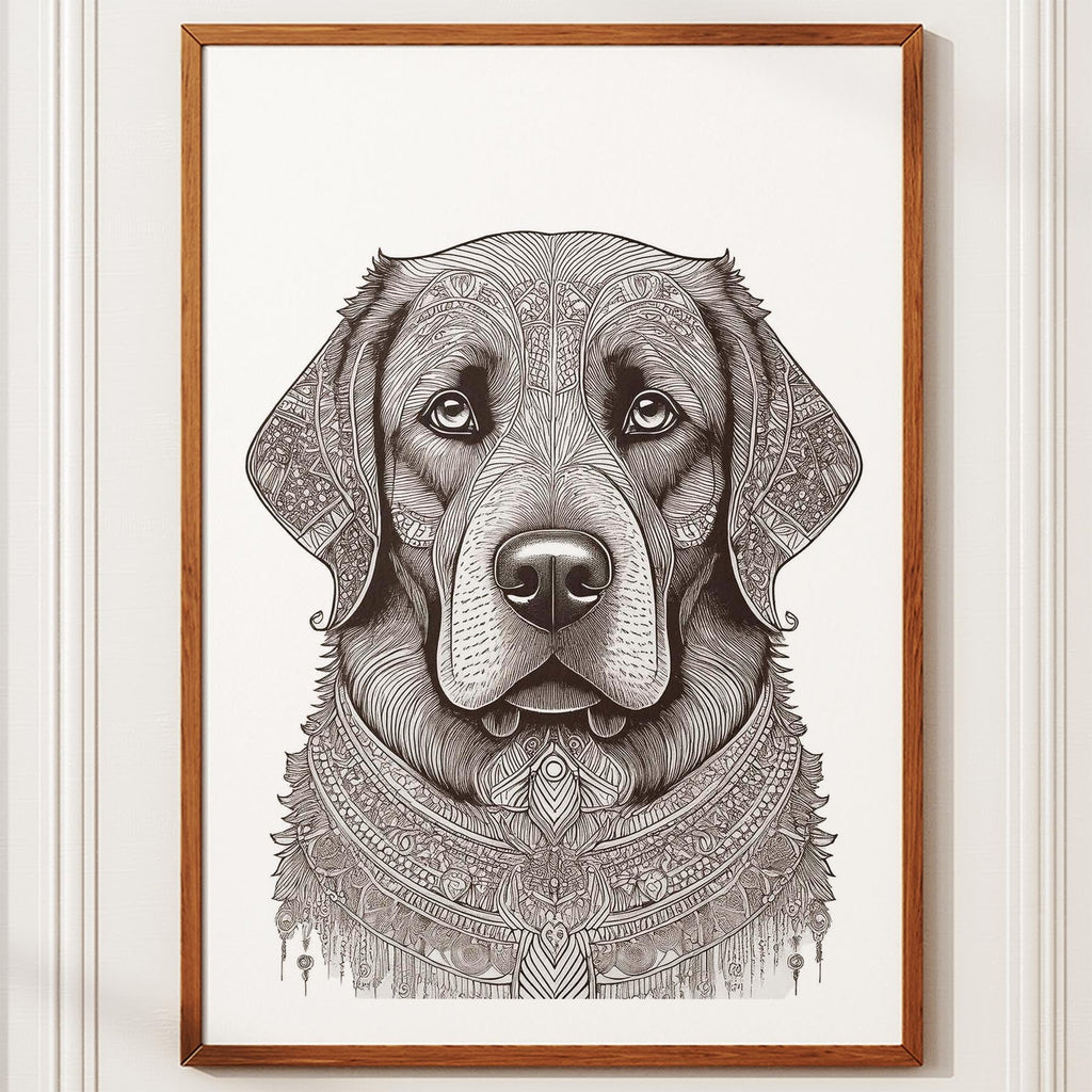 Newfoundland Mandala Black and White Dog Series image 10