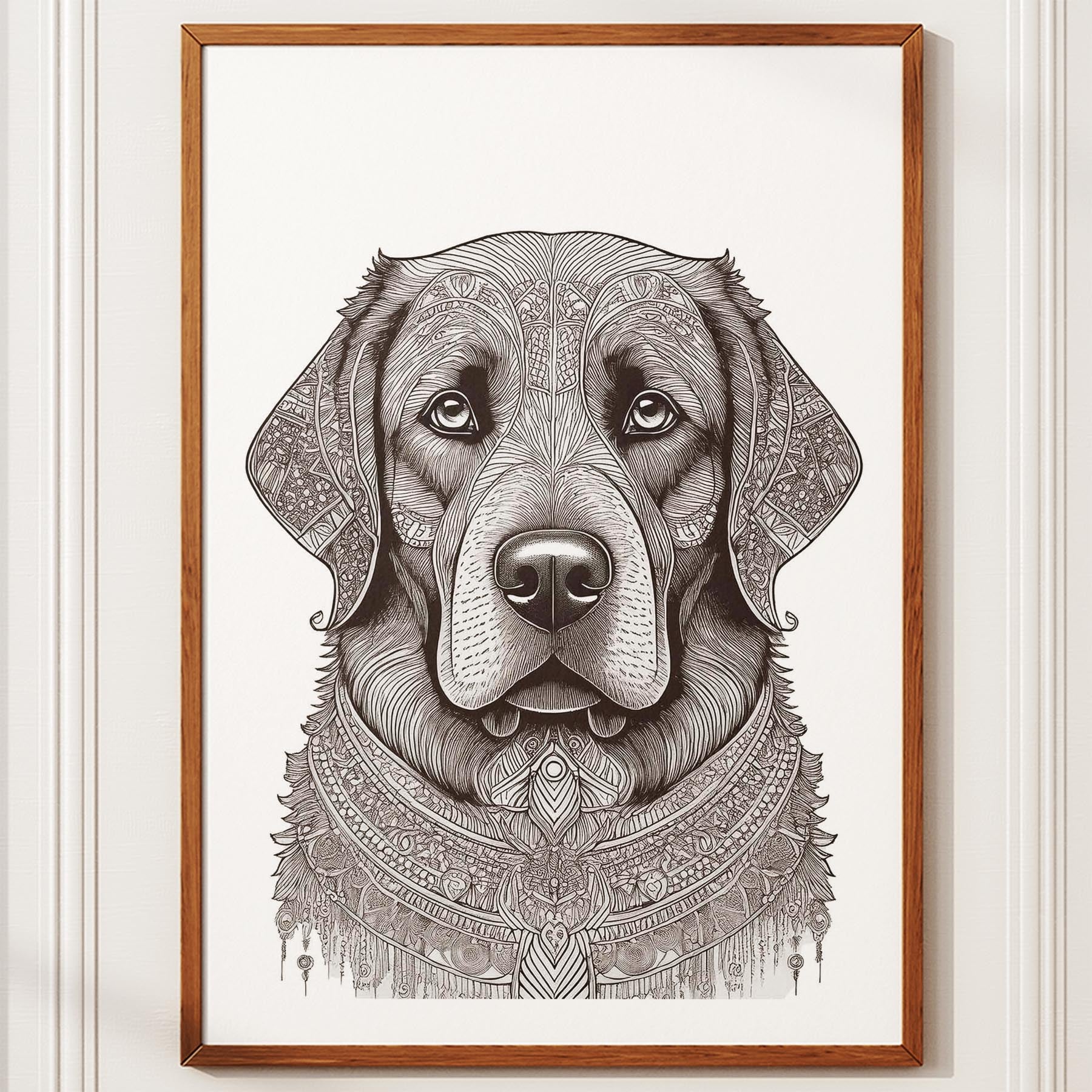 Newfoundland Mandala Black and White Dog Series image 10