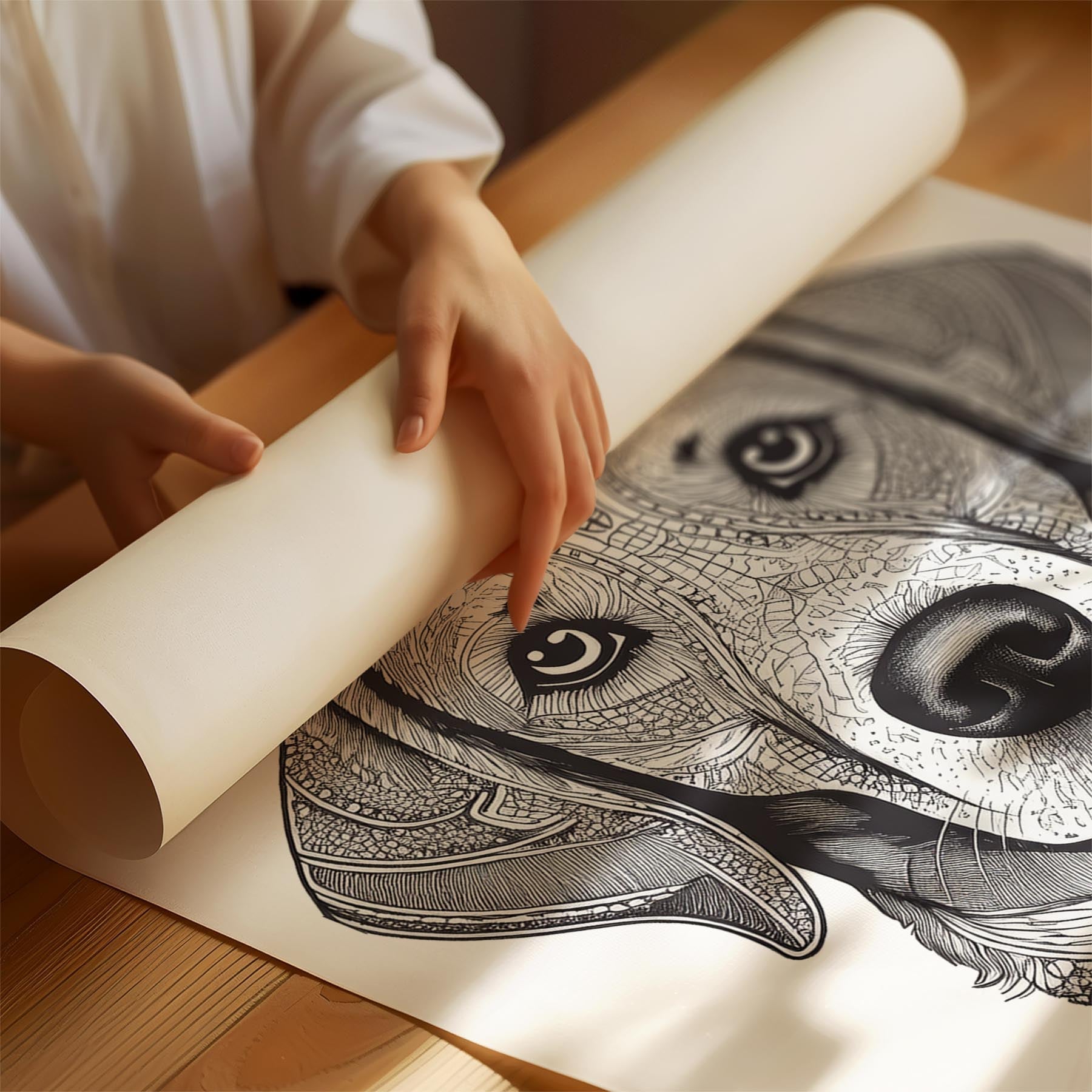 Golden Retriever Mandala Black and White Dog Series image 1