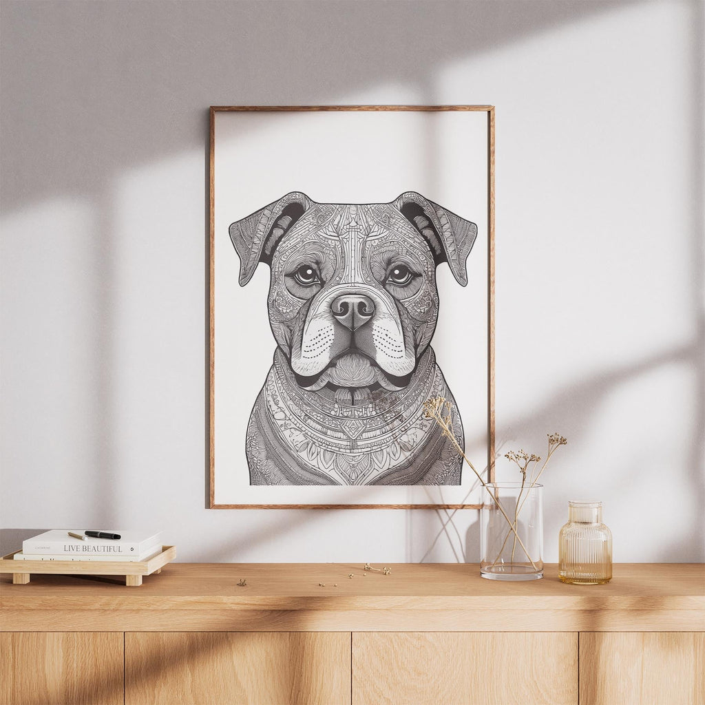 Bulldog Mandala Black and White Dog Series image 8