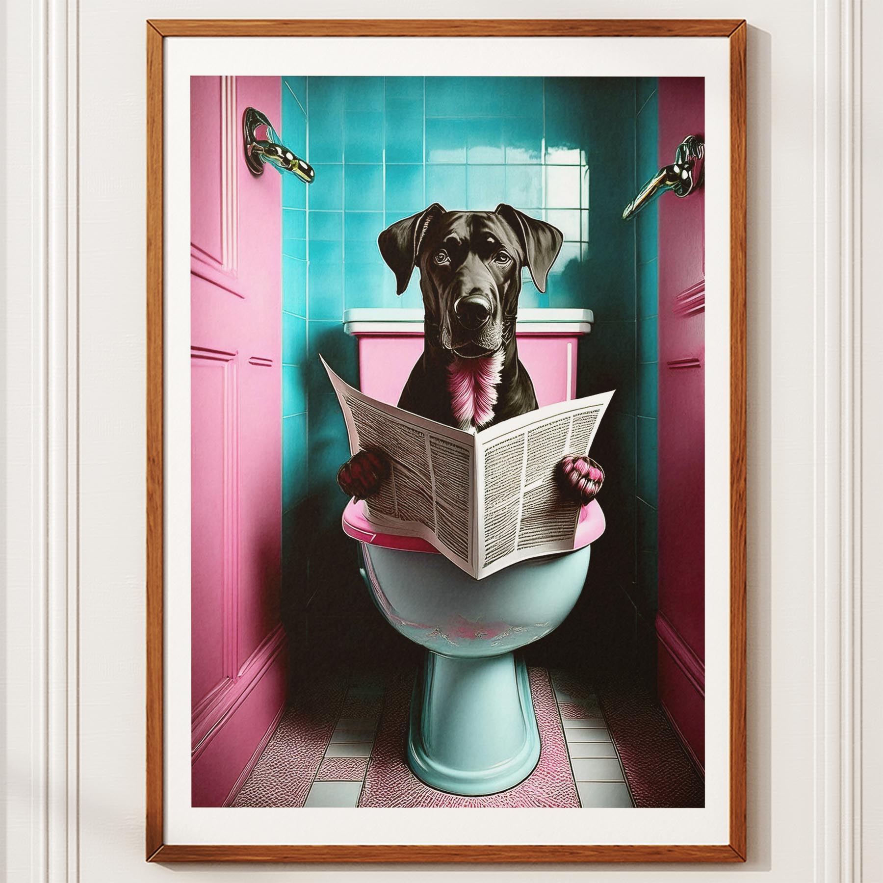 Rhoedesian Ridgeback Toilet Dogs PInk and Turquise image 10
