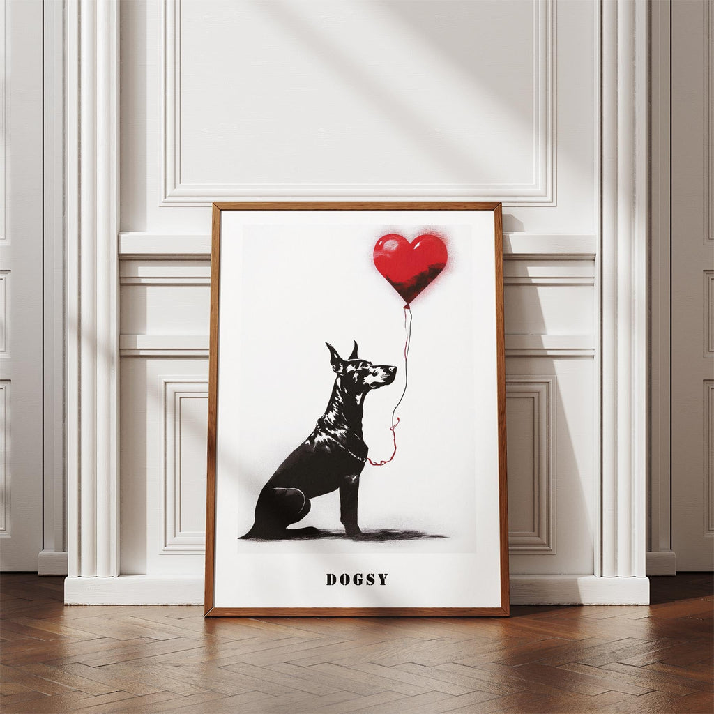 Doberman DOGSY Series inspired by the Art of Banksy with text Dogsy image 4