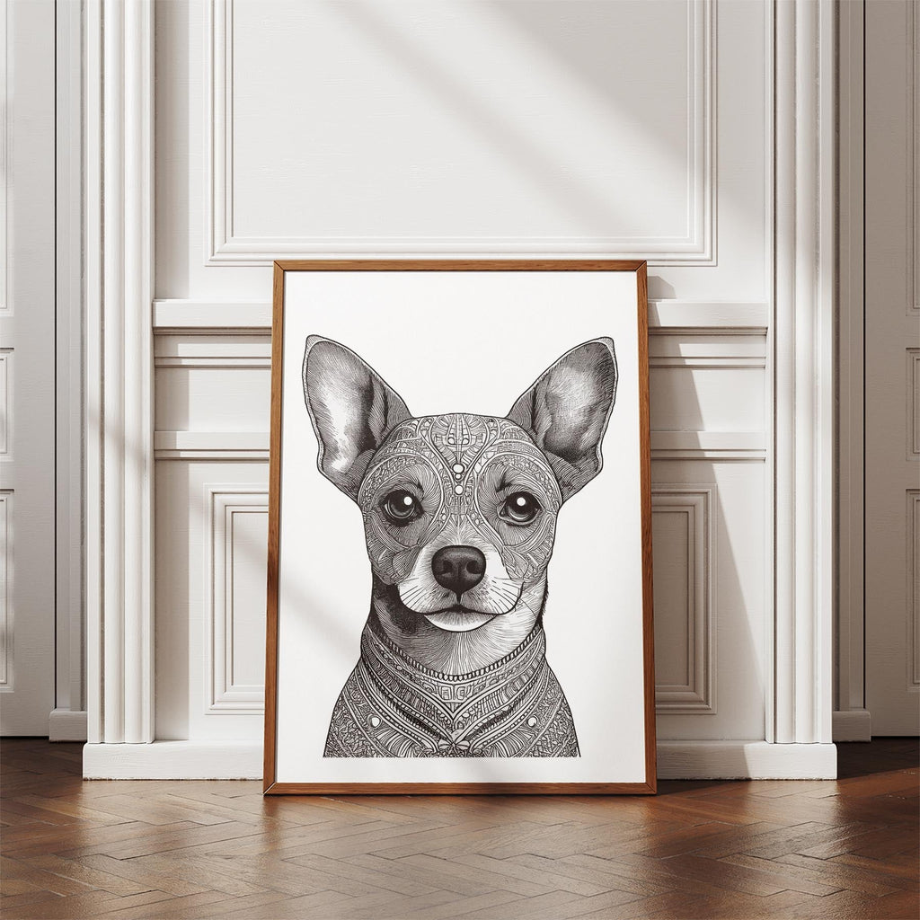 Chihuahua Mandala Black and White Dog Series image 4