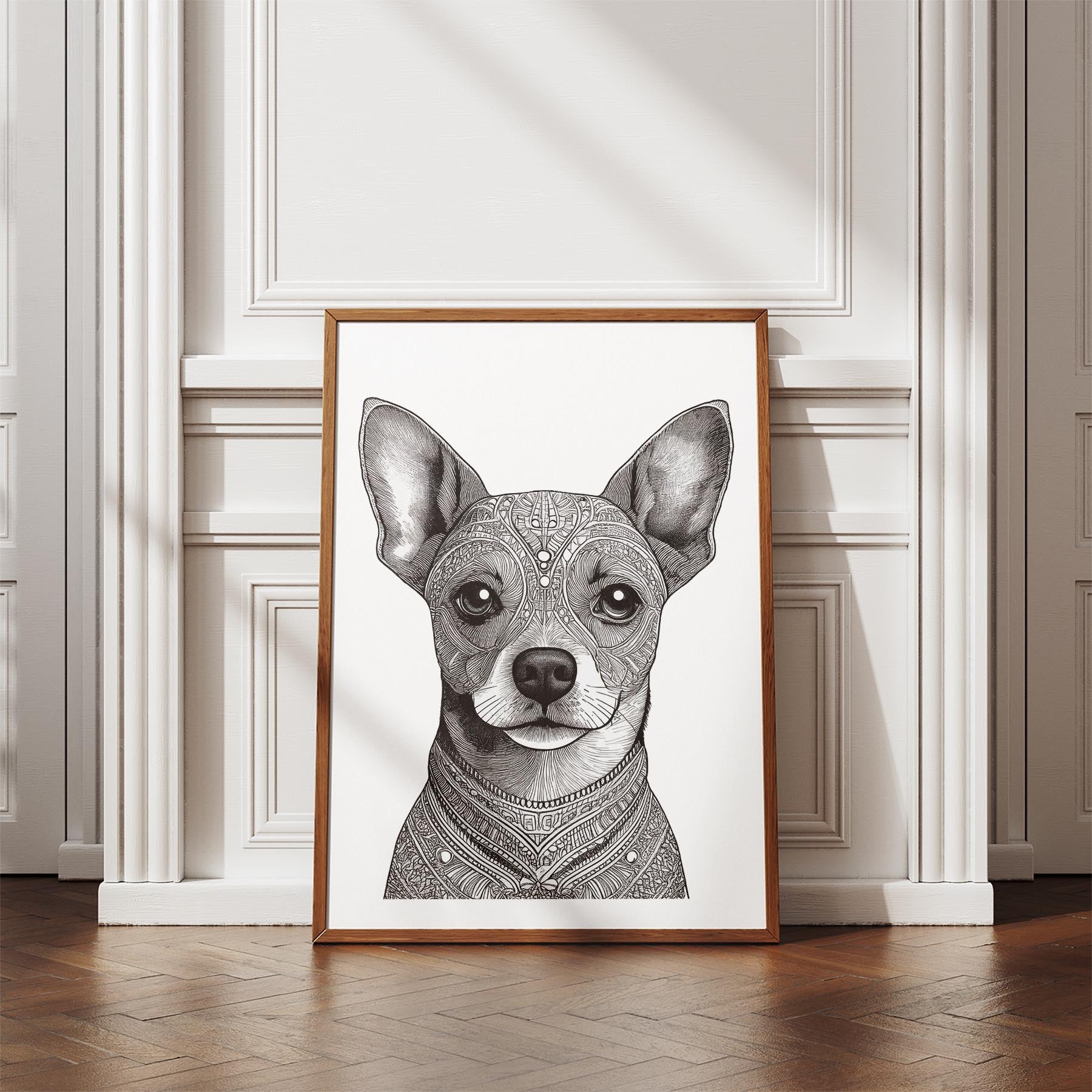 Chihuahua Mandala Black and White Dog Series image 4