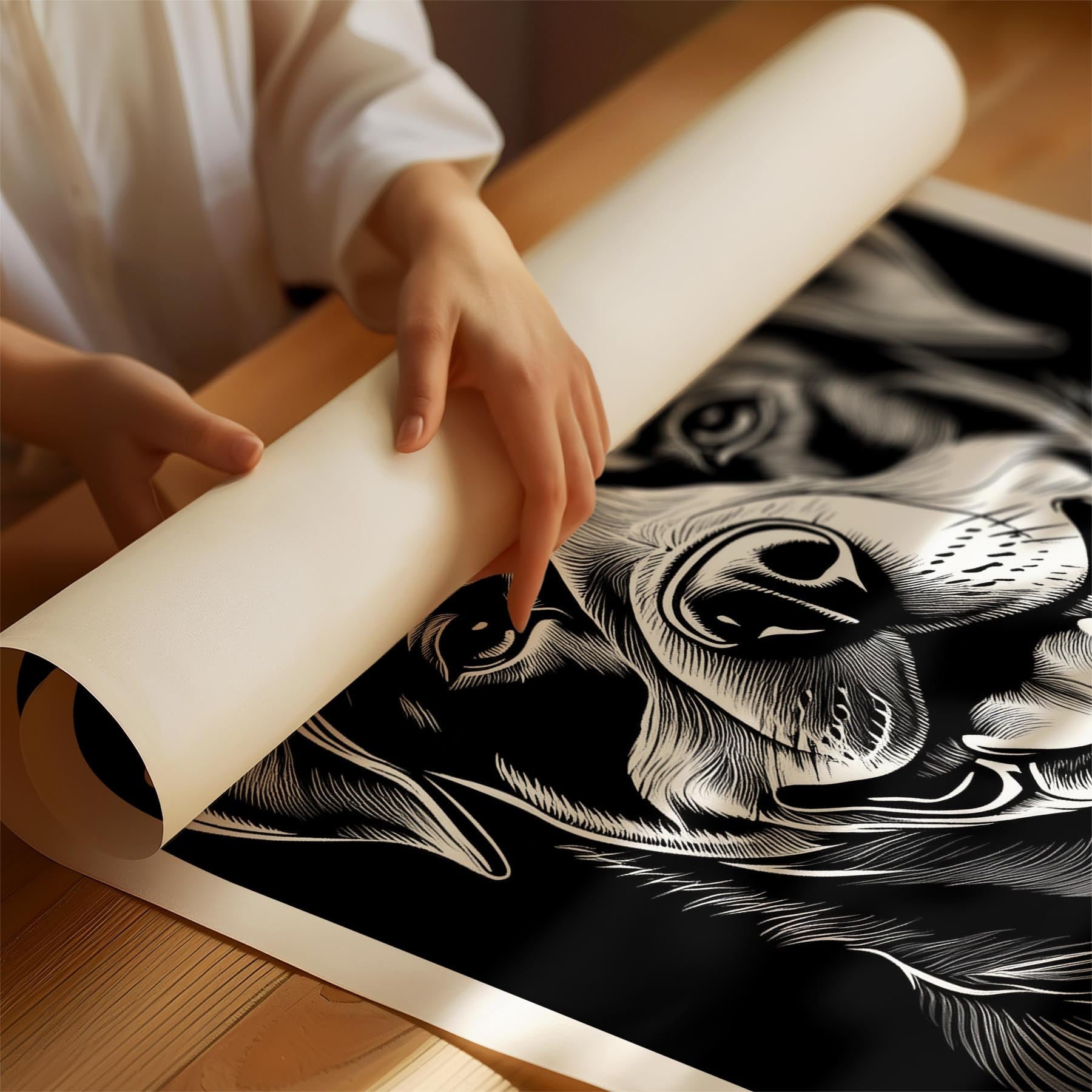 Rottweiler Line Dog Series in Black and White image 1