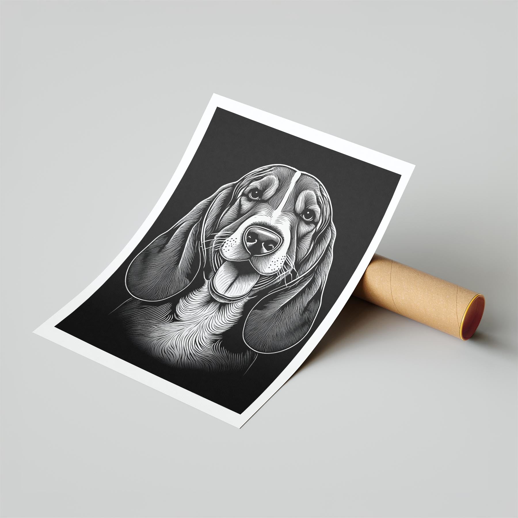 Basset Hound Line Dog Series in Black and White image 6