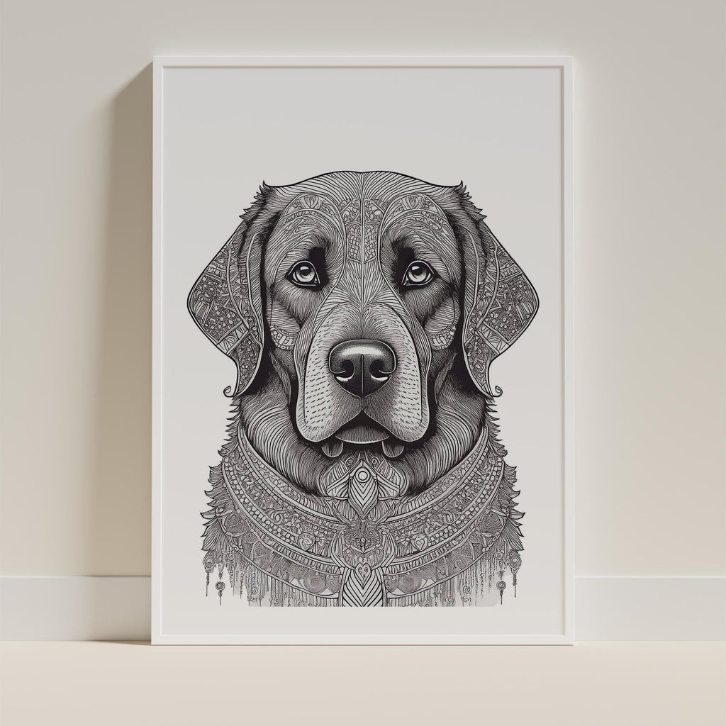 Newfoundland Mandala Black and White Dog Series image 9