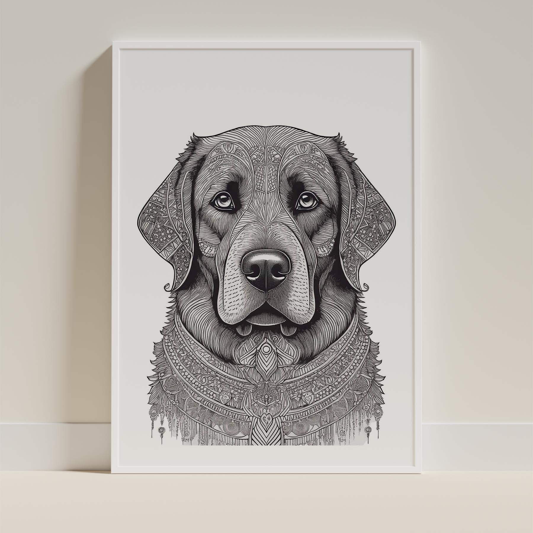 Newfoundland Mandala Black and White Dog Series image 9