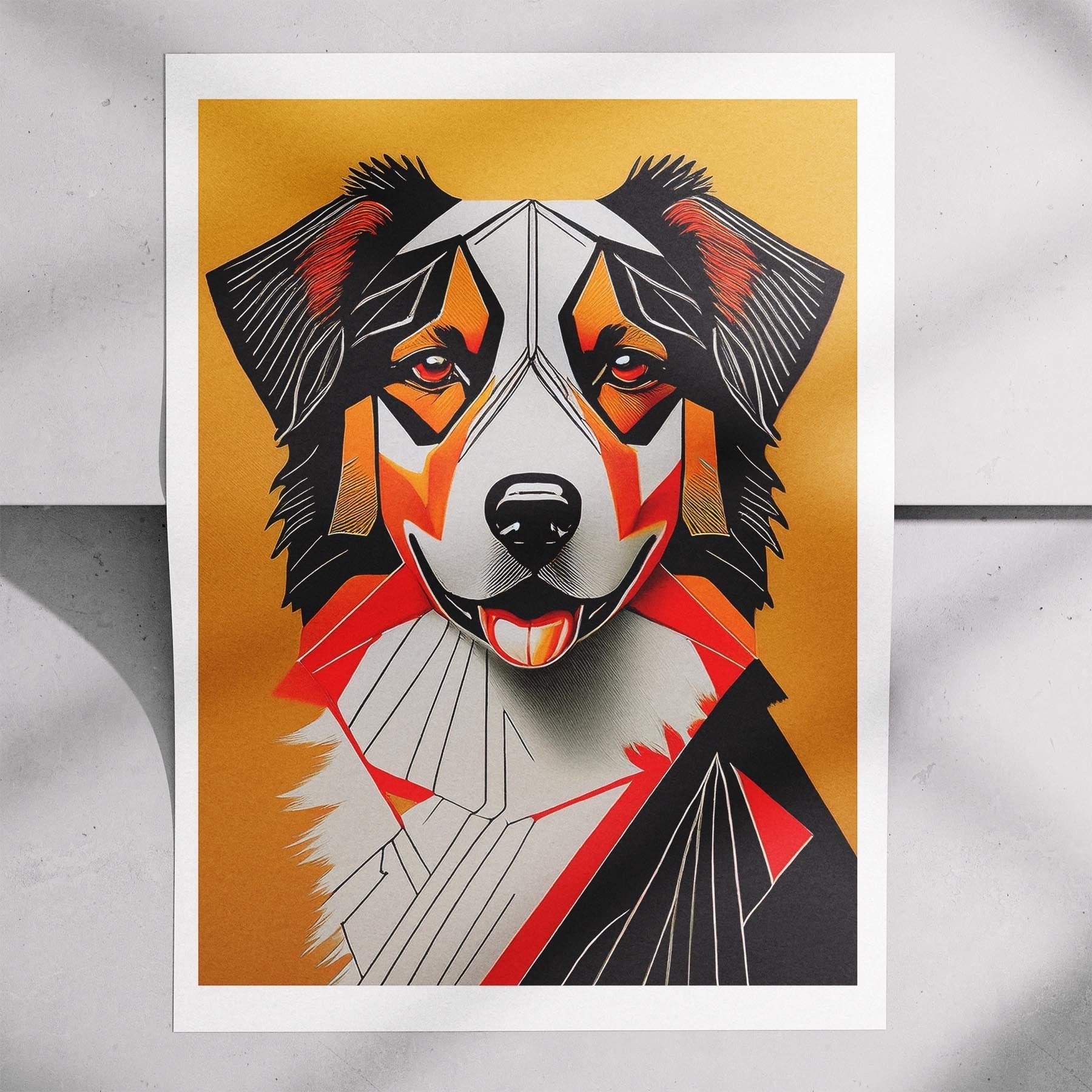Australian Shepherd Geometric Orange Series image 7
