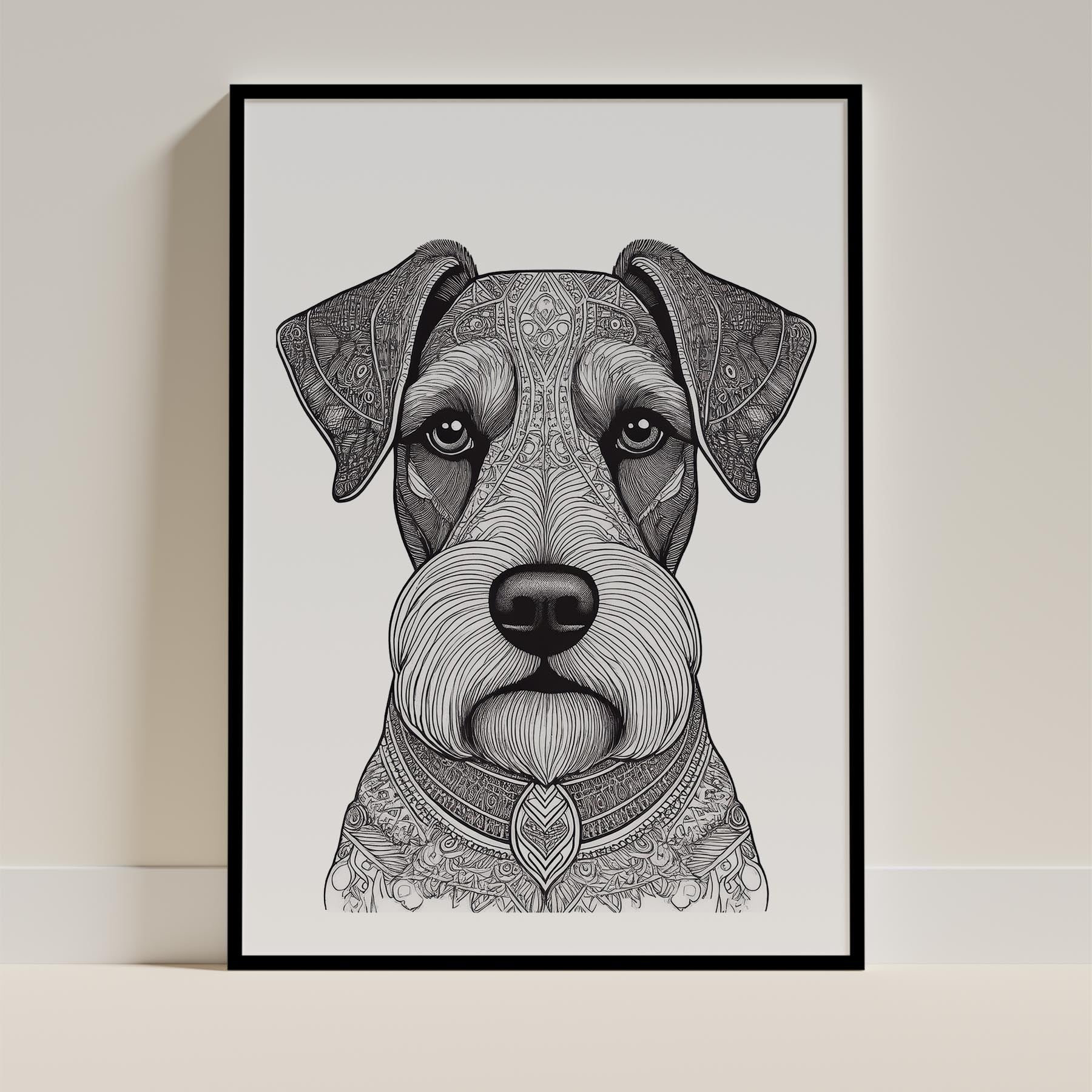 Schnauzer Mandala Black and White Dog Series image 0