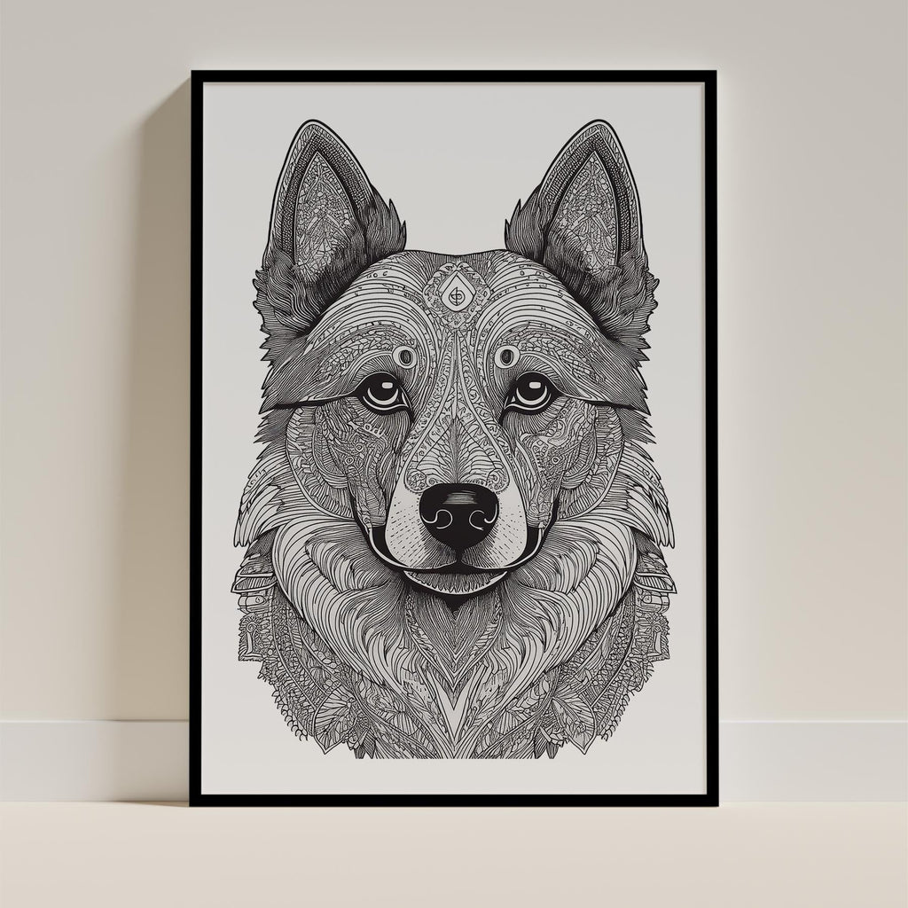 German Spitz Mandala Black and White Dog Series image 0