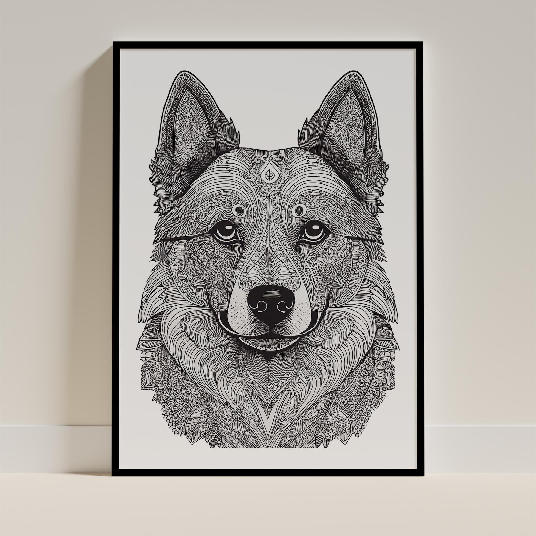 German Spitz Mandala Black and White Dog Series image 0