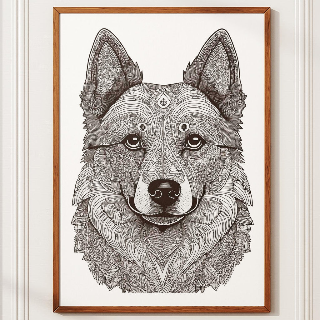 German Spitz Mandala Black and White Dog Series image 10