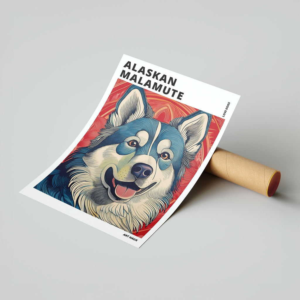 Alaskan Malamute Hokusai Japanese Inspired Dog Series with Text image 6