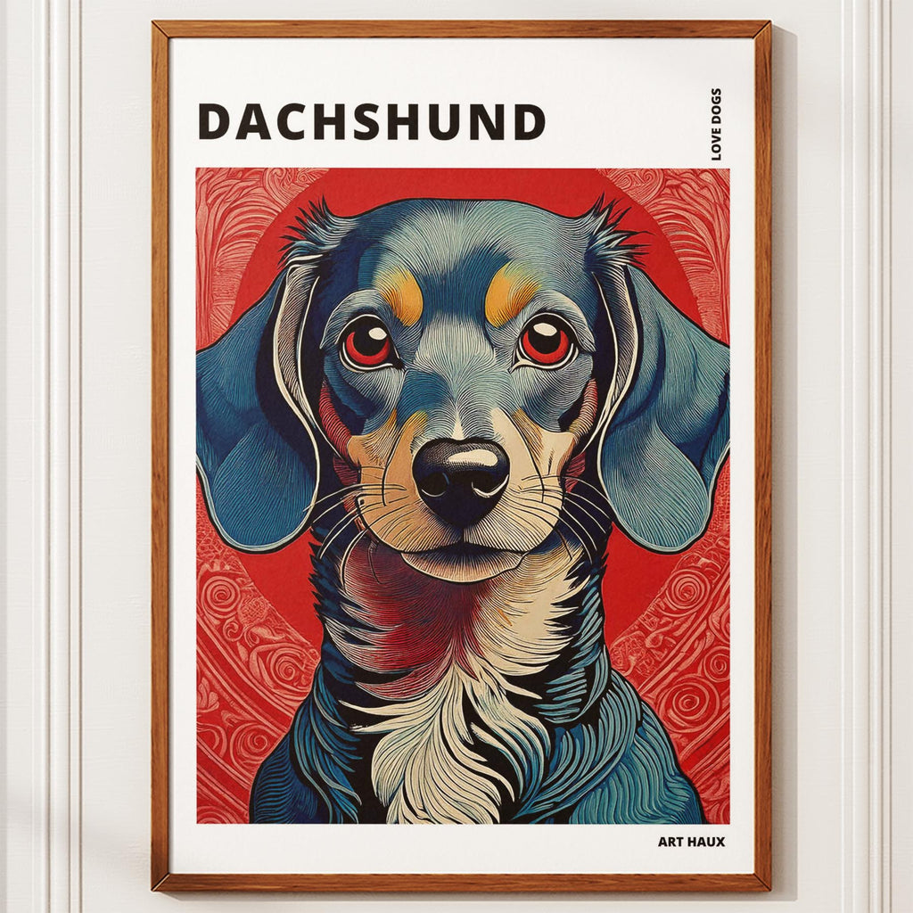 Dachshund Hokusai Japanese Inspired Dog Series with Text image 9