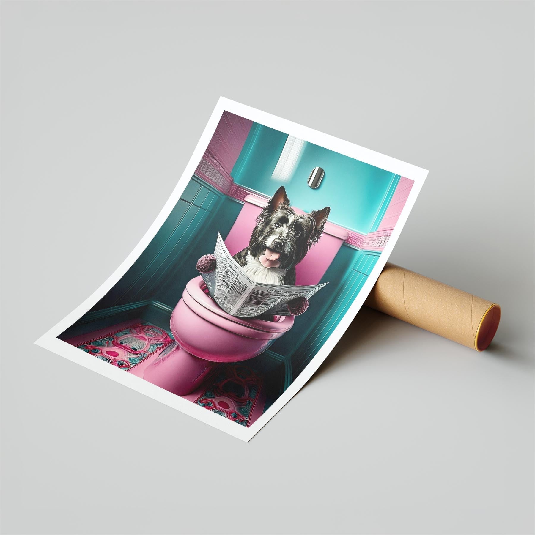 Australian Silky Terrier Toilet Dogs PInk and Turquise image 6