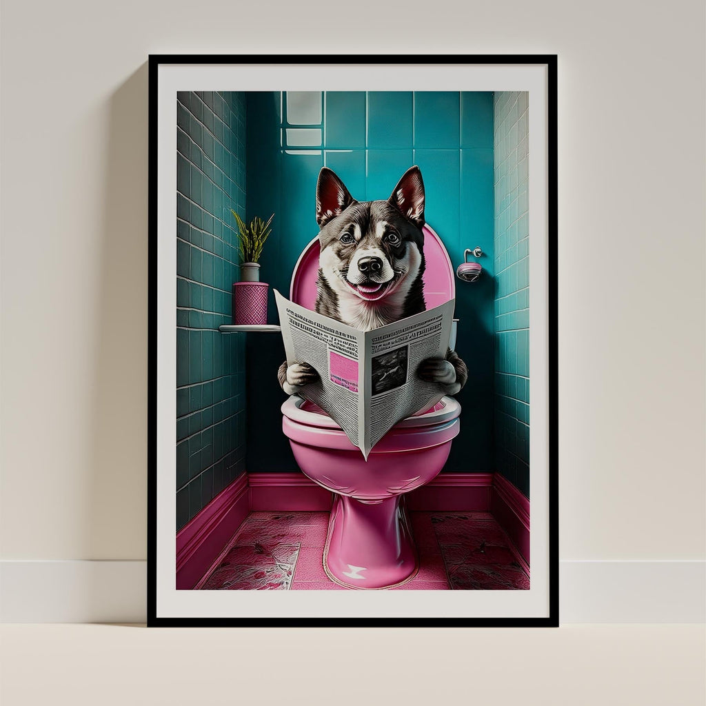 Shiba Toilet Dogs PInk and Turquise image 0