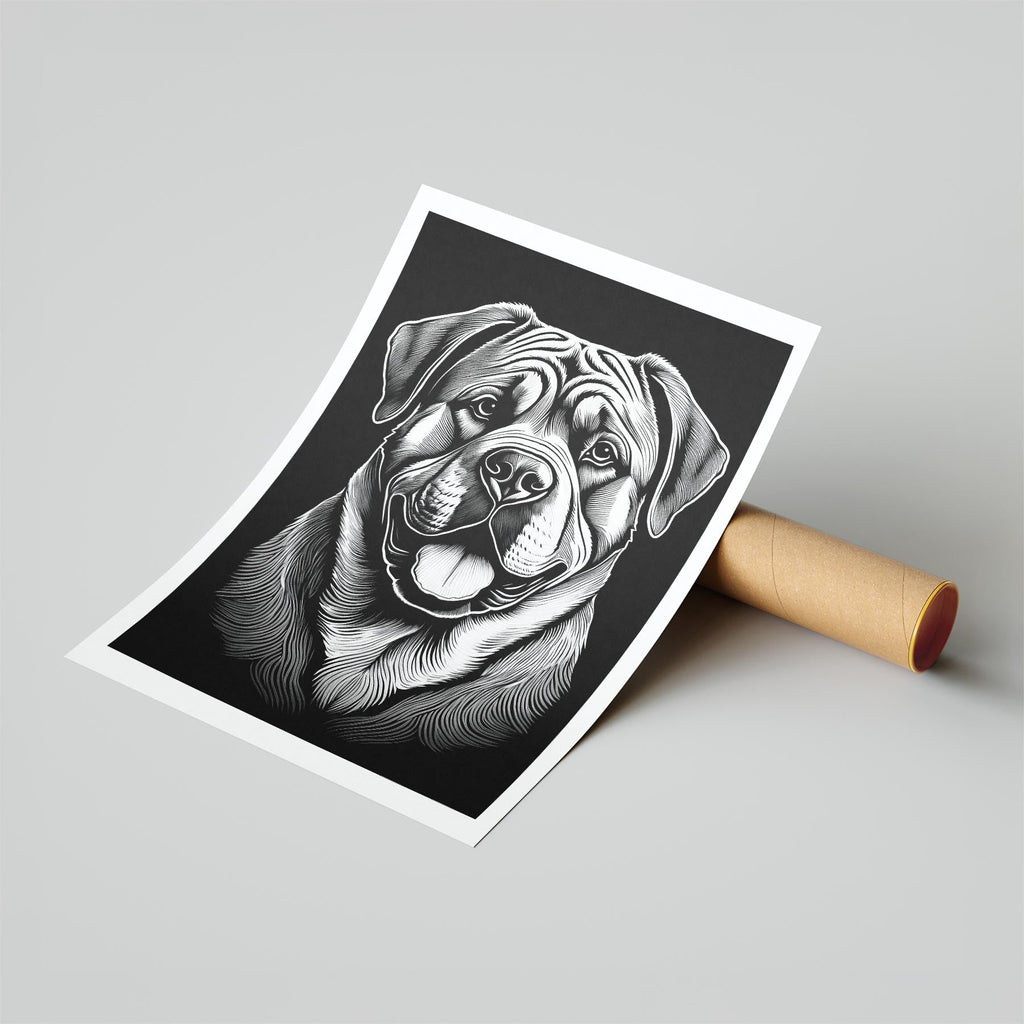 Mastiff Line Dog Series in Black and White image 6