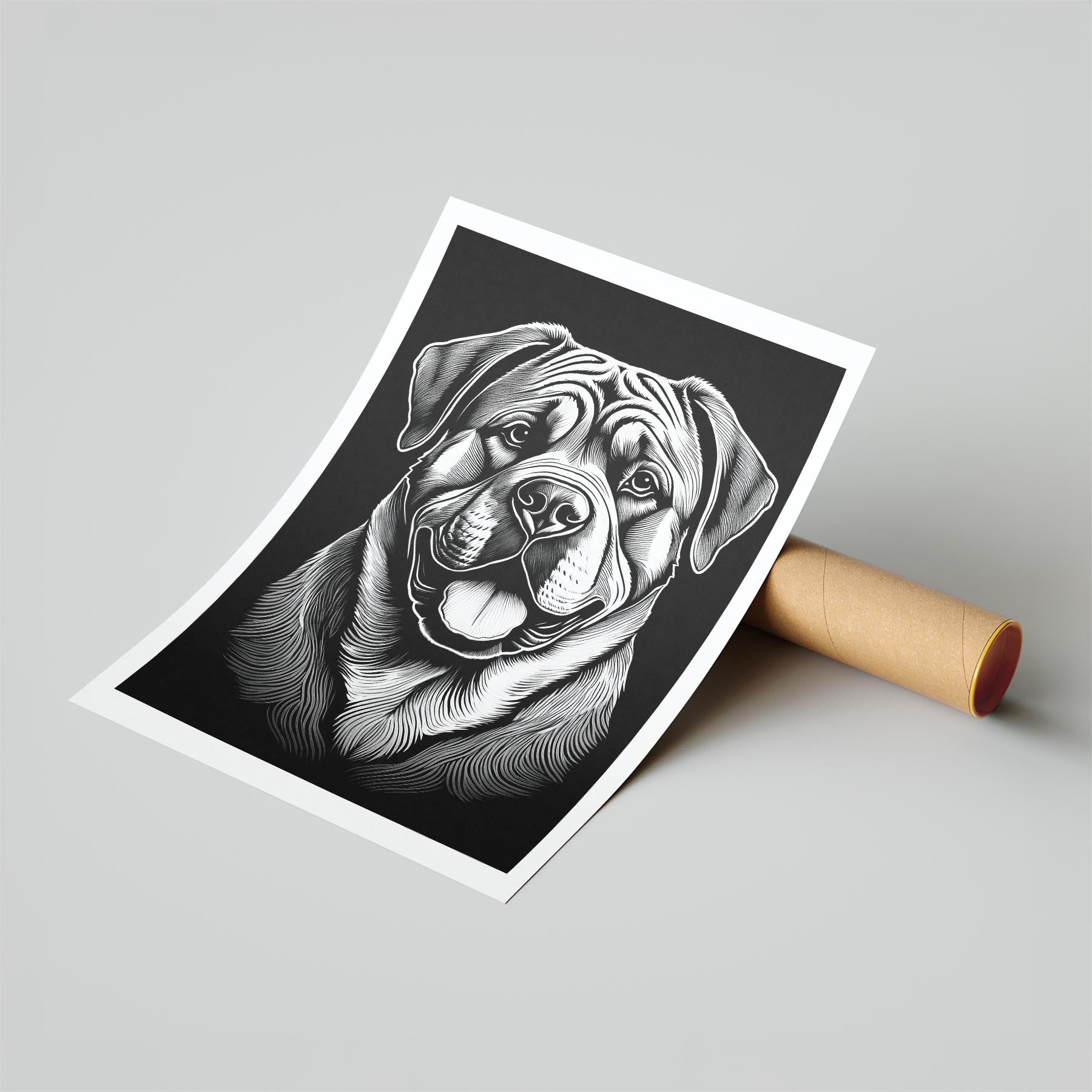 Mastiff Line Dog Series in Black and White image 6