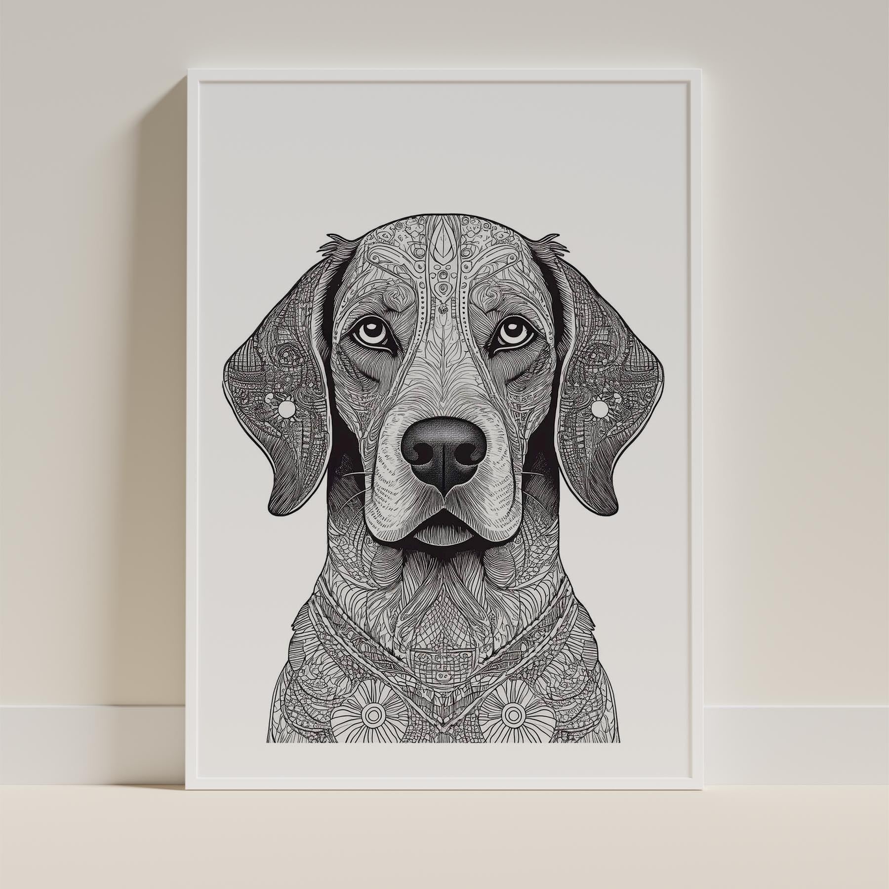 English Setter Mandala Black and White Dog Series image 9