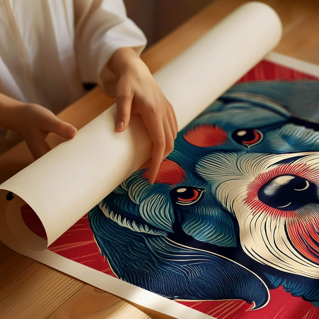 Cavoodle Hokusai Japanese Inspired Dog Series with Text image 1