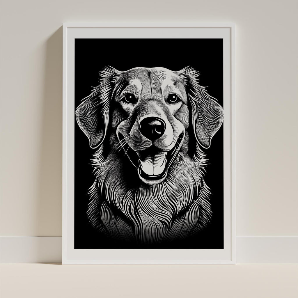 Golden Retriever Line Dog Series in Black and White image 9