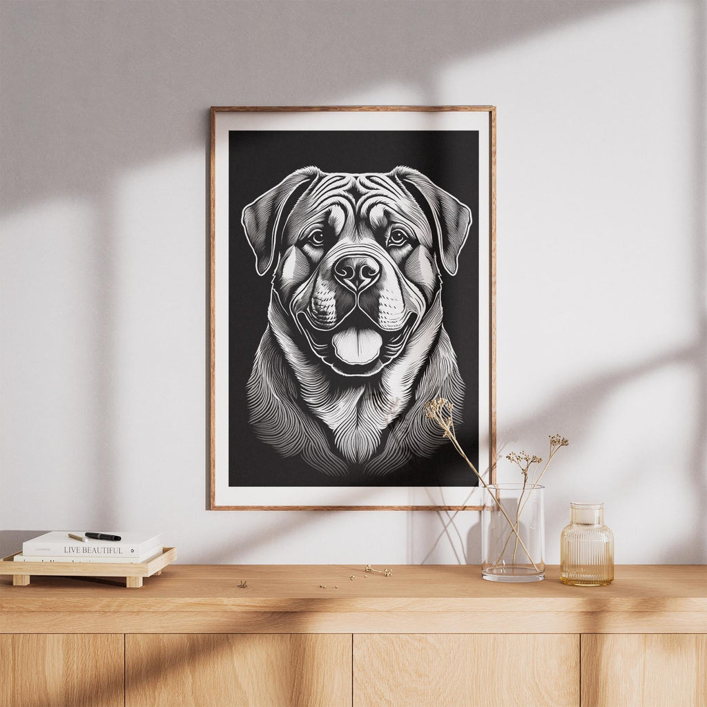 Mastiff Line Dog Series in Black and White image 8