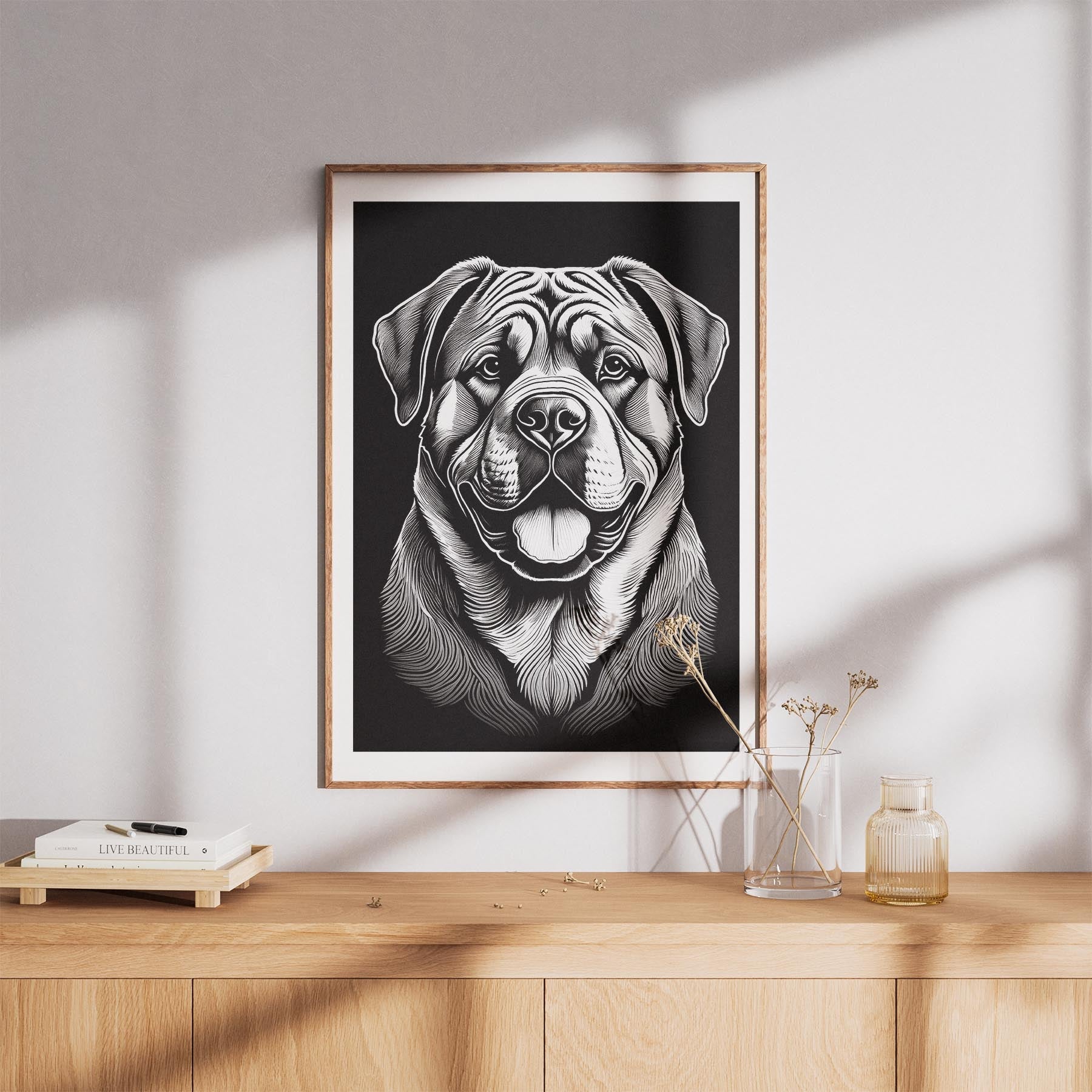 Mastiff Line Dog Series in Black and White image 8