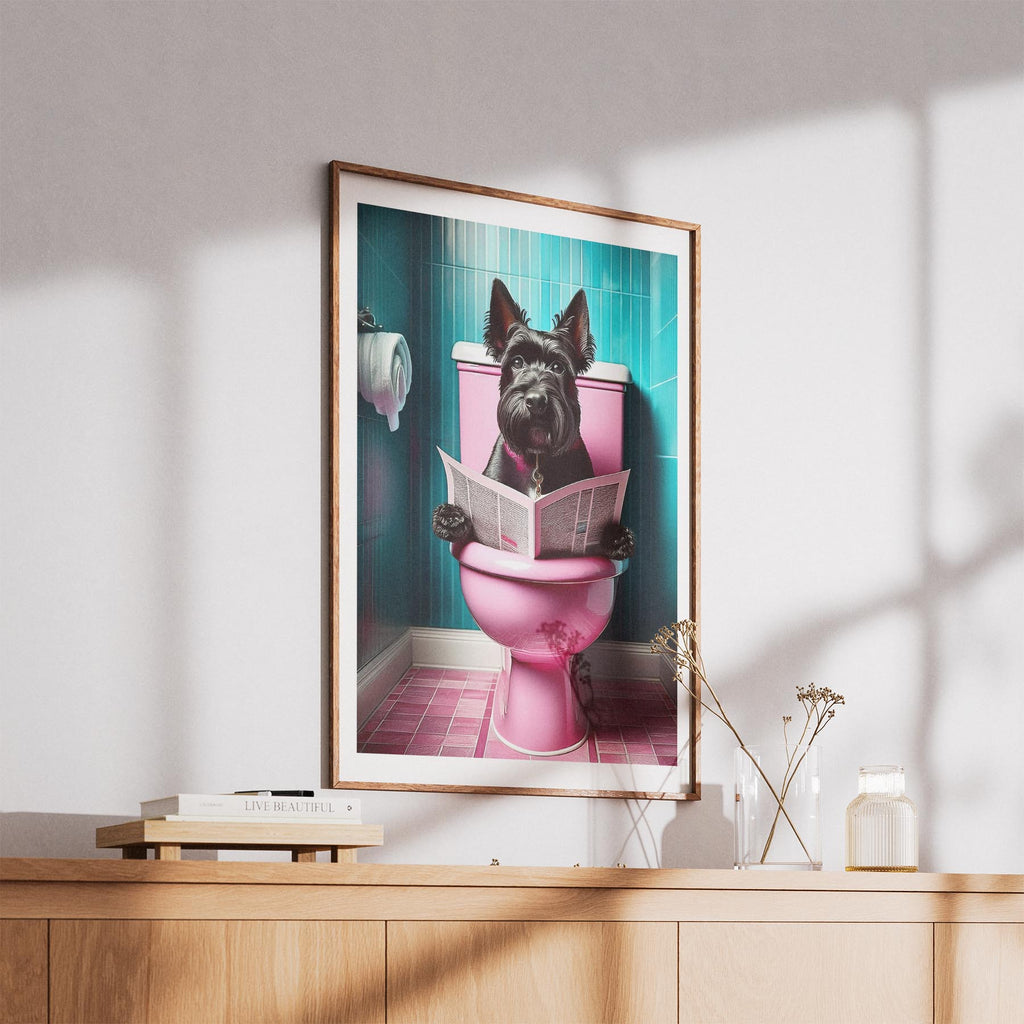 Black Russian Terrier Toilet Dogs PInk and Turquise image 5