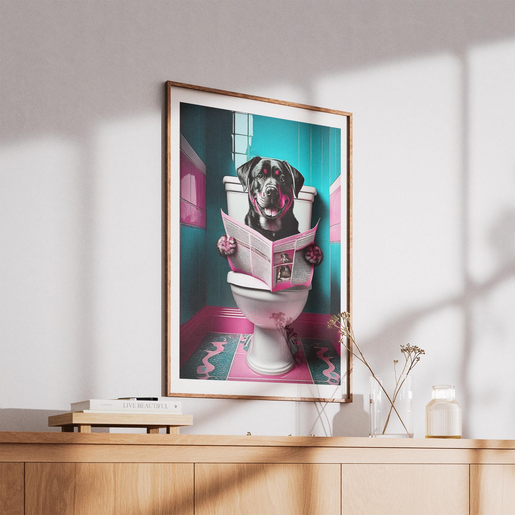 Rottweiler Toilet Dogs PInk and Turquise image 5