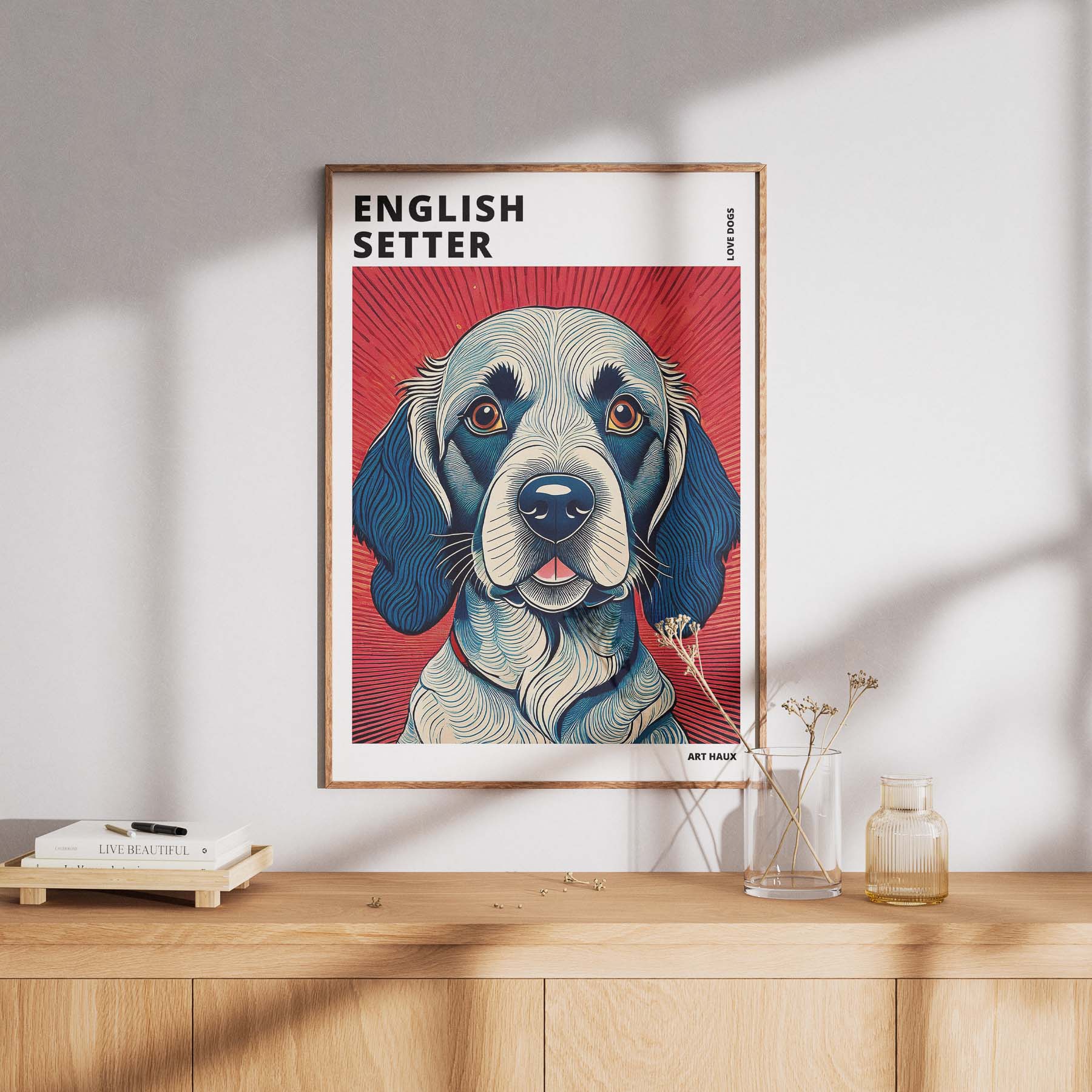 English Setter Hokusai Japanese Inspired Dog Series with Text image 7