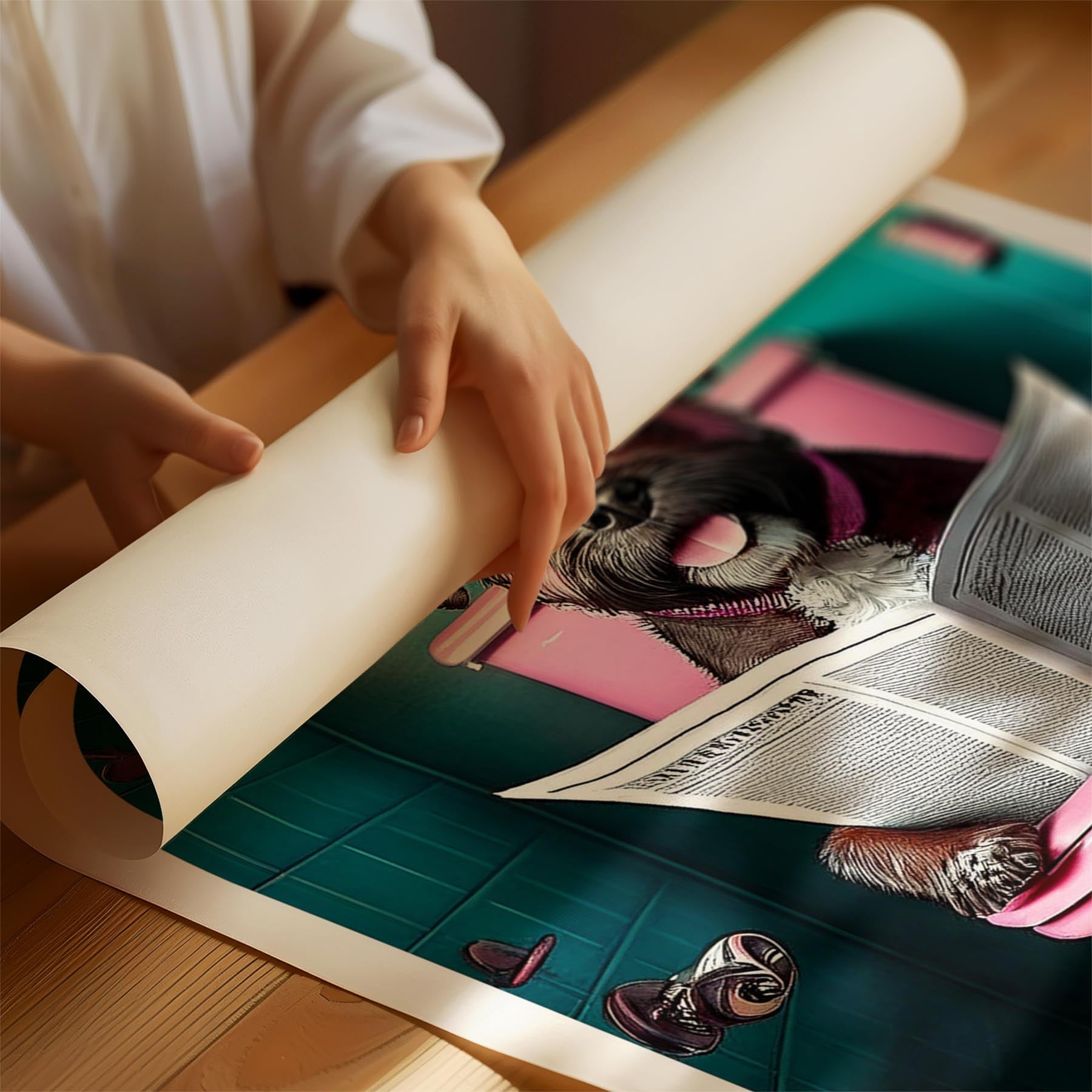 Border Terrier Toilet Dogs PInk and Turquise image 1