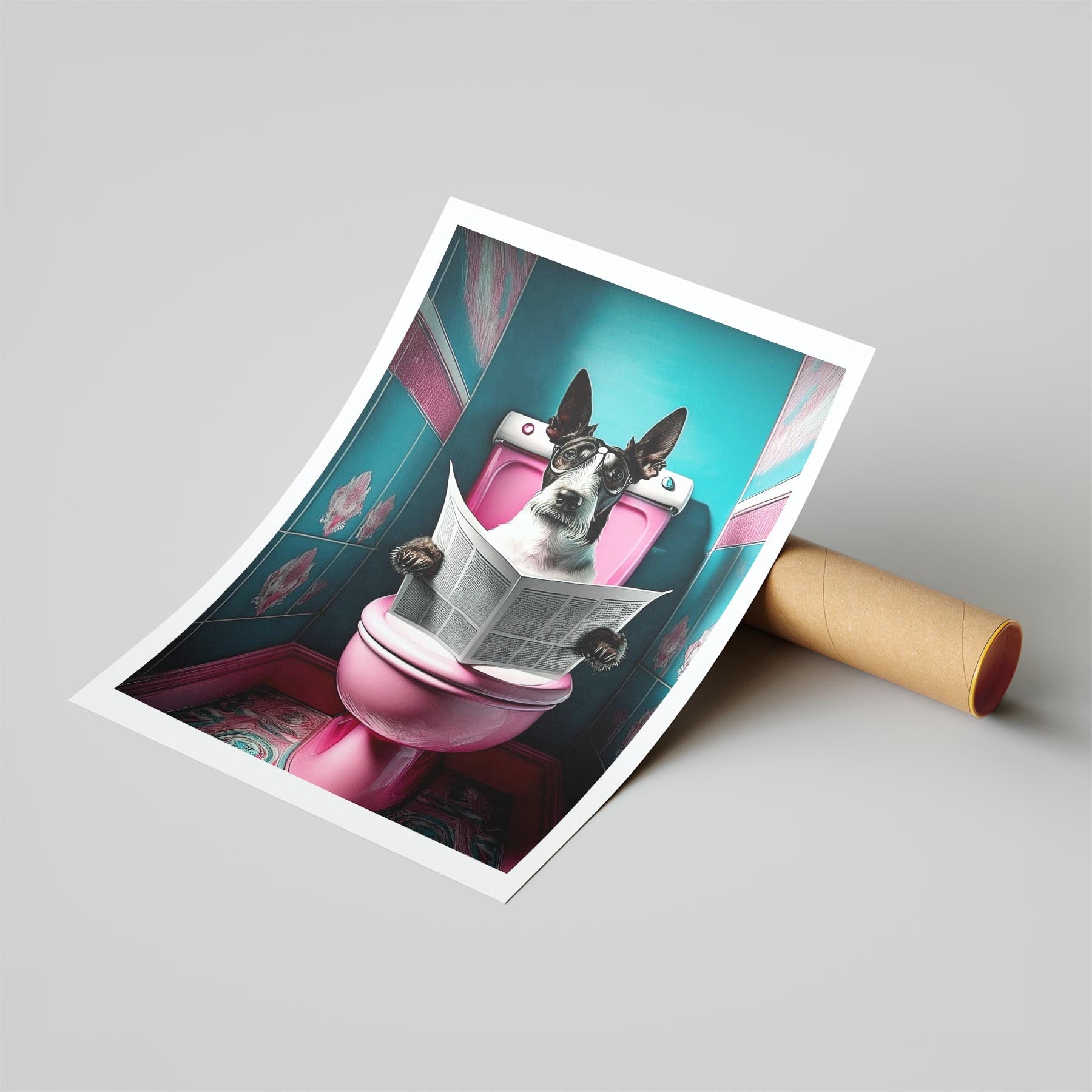 Fox Terrier Toilet Dogs PInk and Turquise image 6