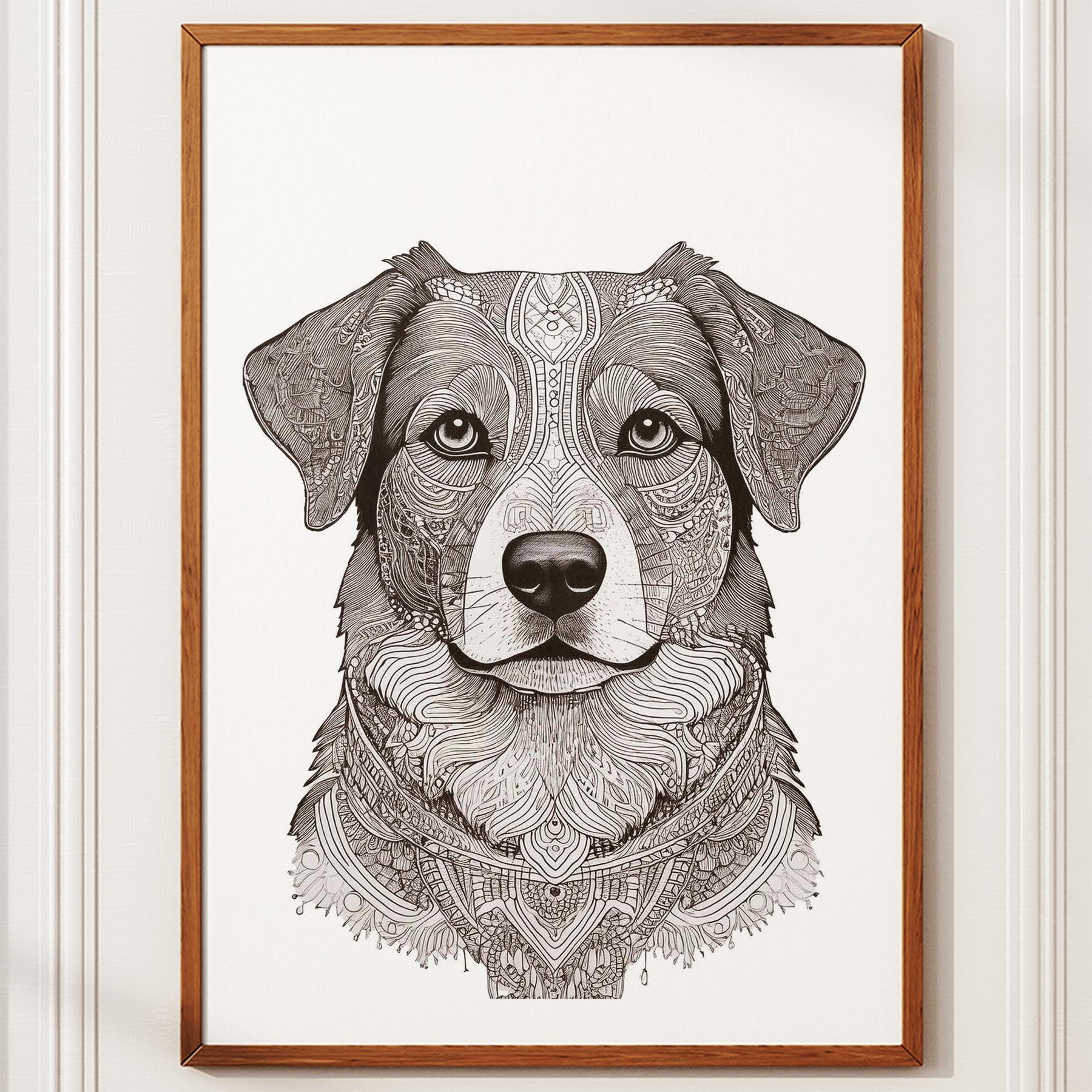 Australian Shepherd Mandala Black and White Dog Series image 10