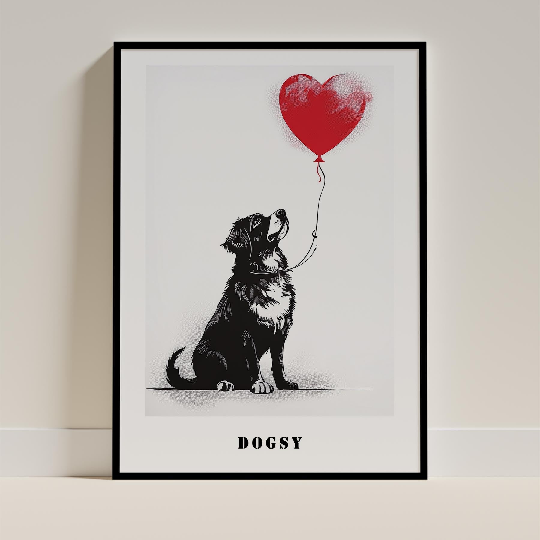 Bernese Mountain Dog DOGSY Series inspired by the Art of Banksy with text Dogsy image 0