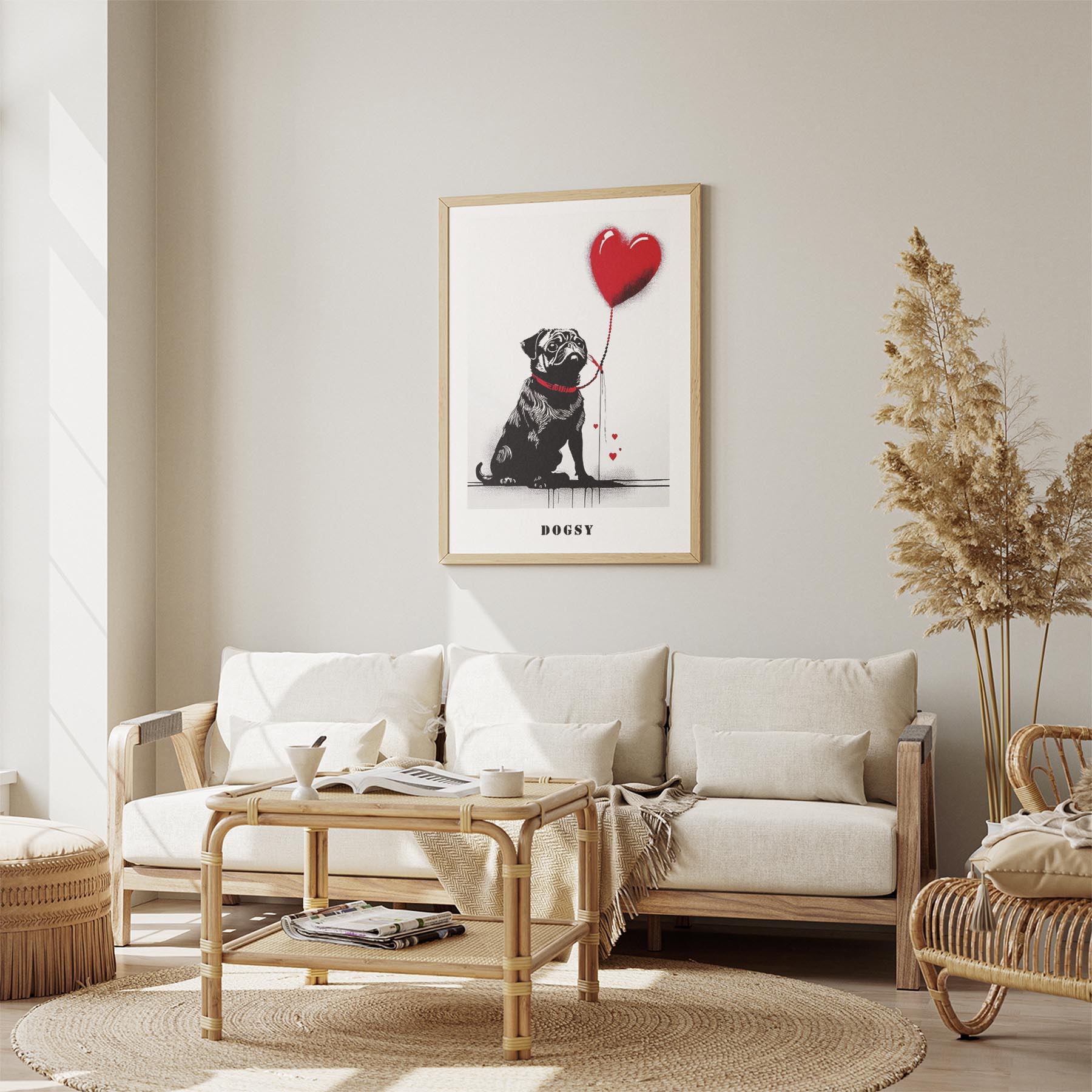 Pug DOGSY Series inspired by the Art of Banksy with text Dogsy image 2