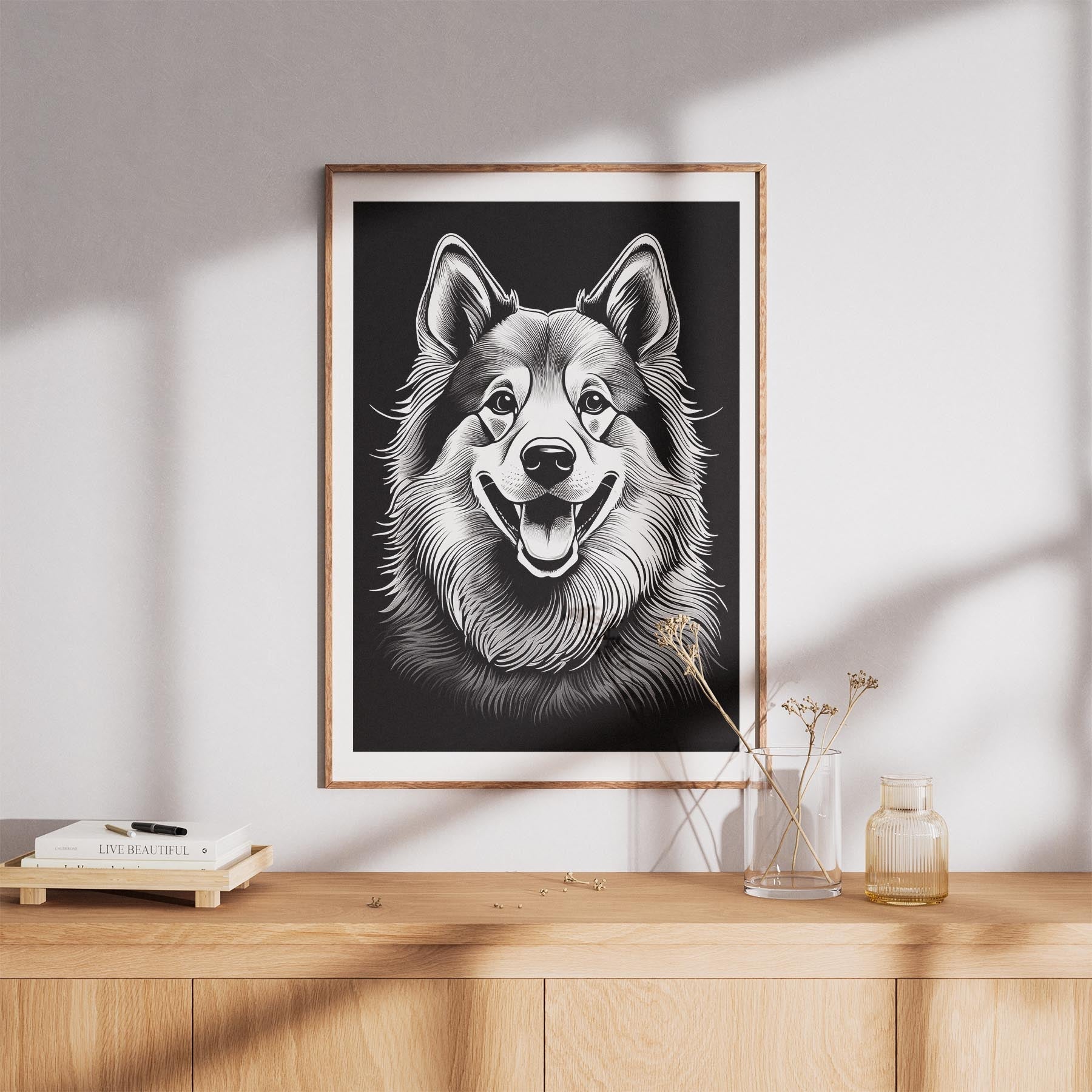 Samoyed Line Dog Series in Black and White image 8