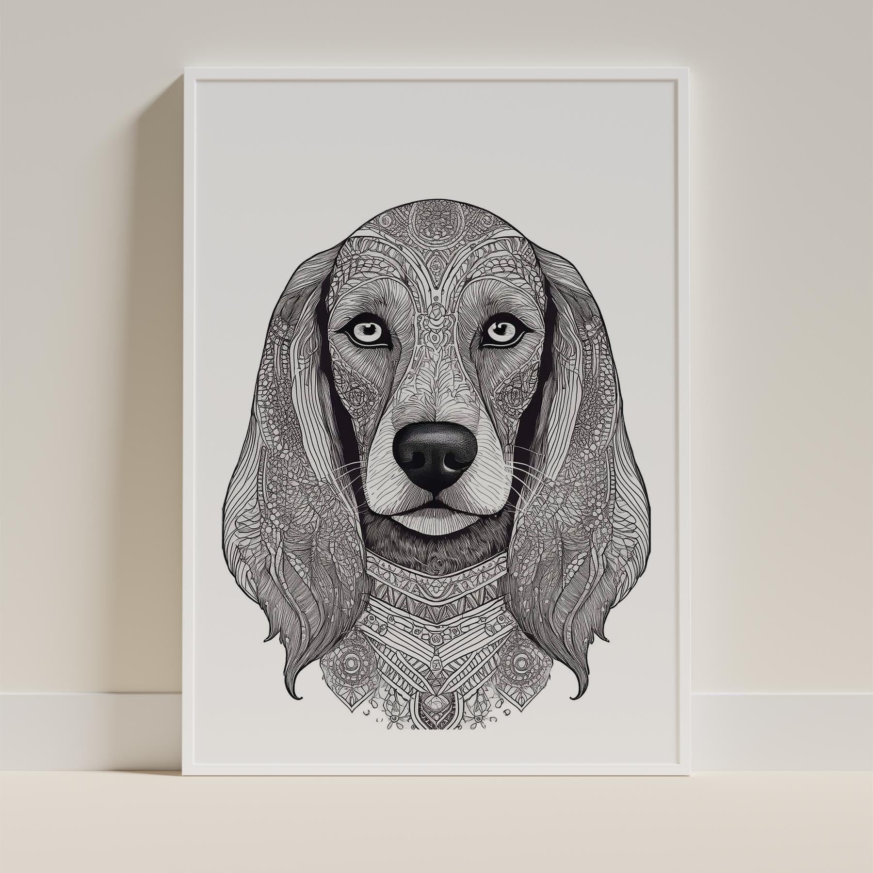 Afghan Mandala Black and White Dog Series image 9