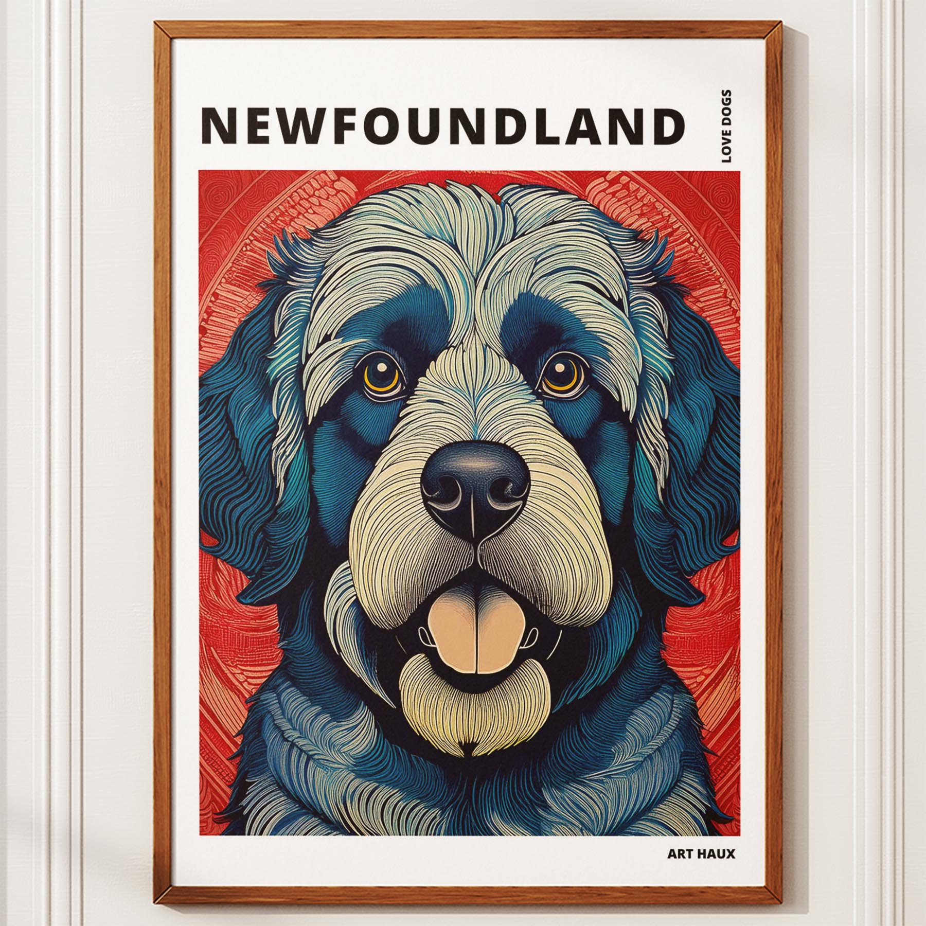 Newfoundland Hokusai Japanese Inspired Dog Series with Text image 9