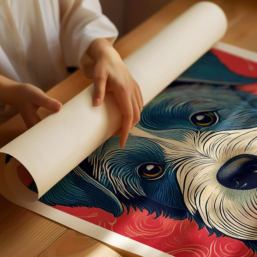 Fox Terrier Hokusai Japanese Inspired Dog Series with Text image 1