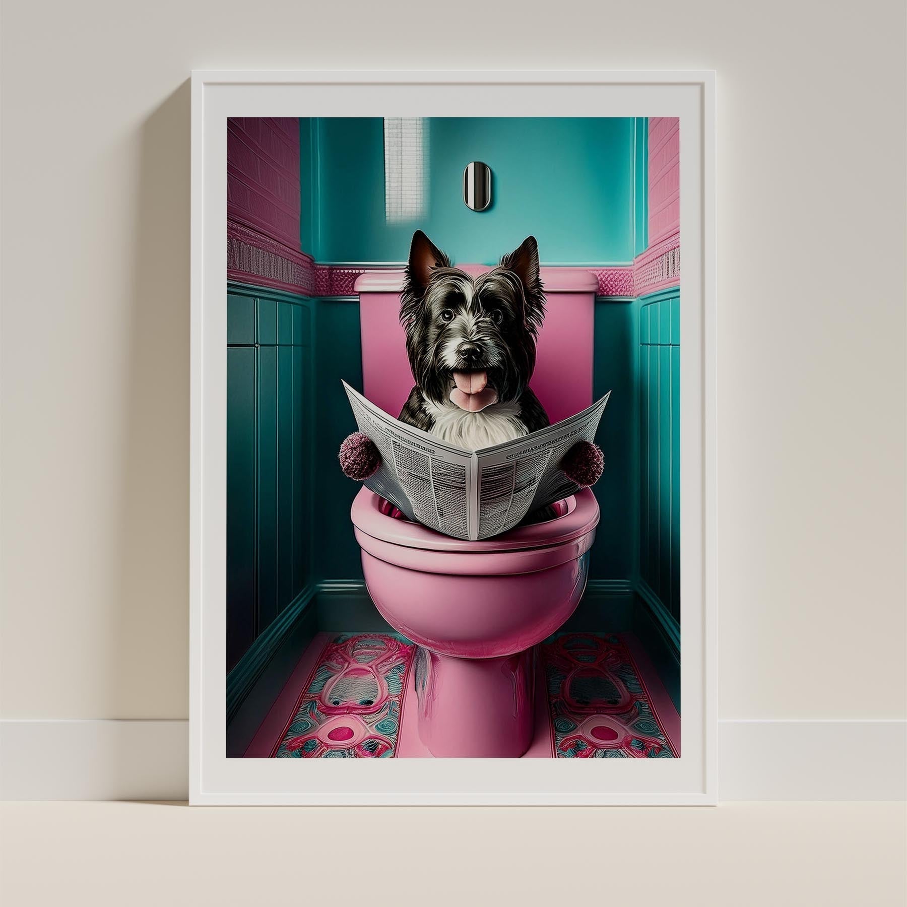 Australian Silky Terrier Toilet Dogs PInk and Turquise image 9