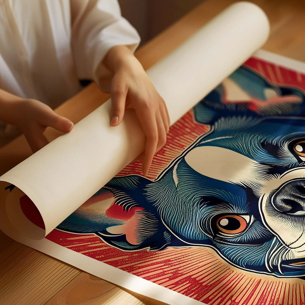Boston Terrier Hokusai Japanese Inspired Dog Series with Text image 1