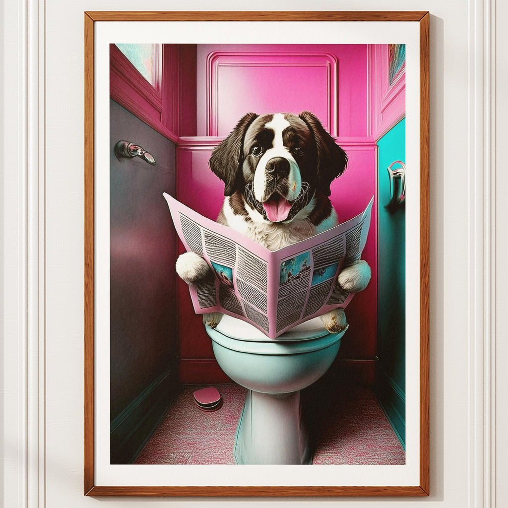 Saint Bernard Toilet Dogs PInk and Turquise image 10