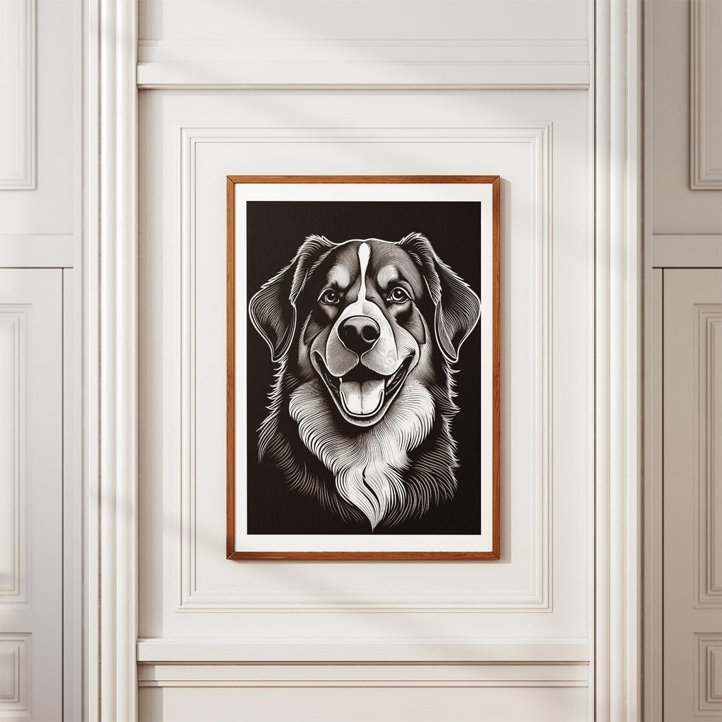 Bernese Mountain Dog Line Dog Series in Black and White image 3
