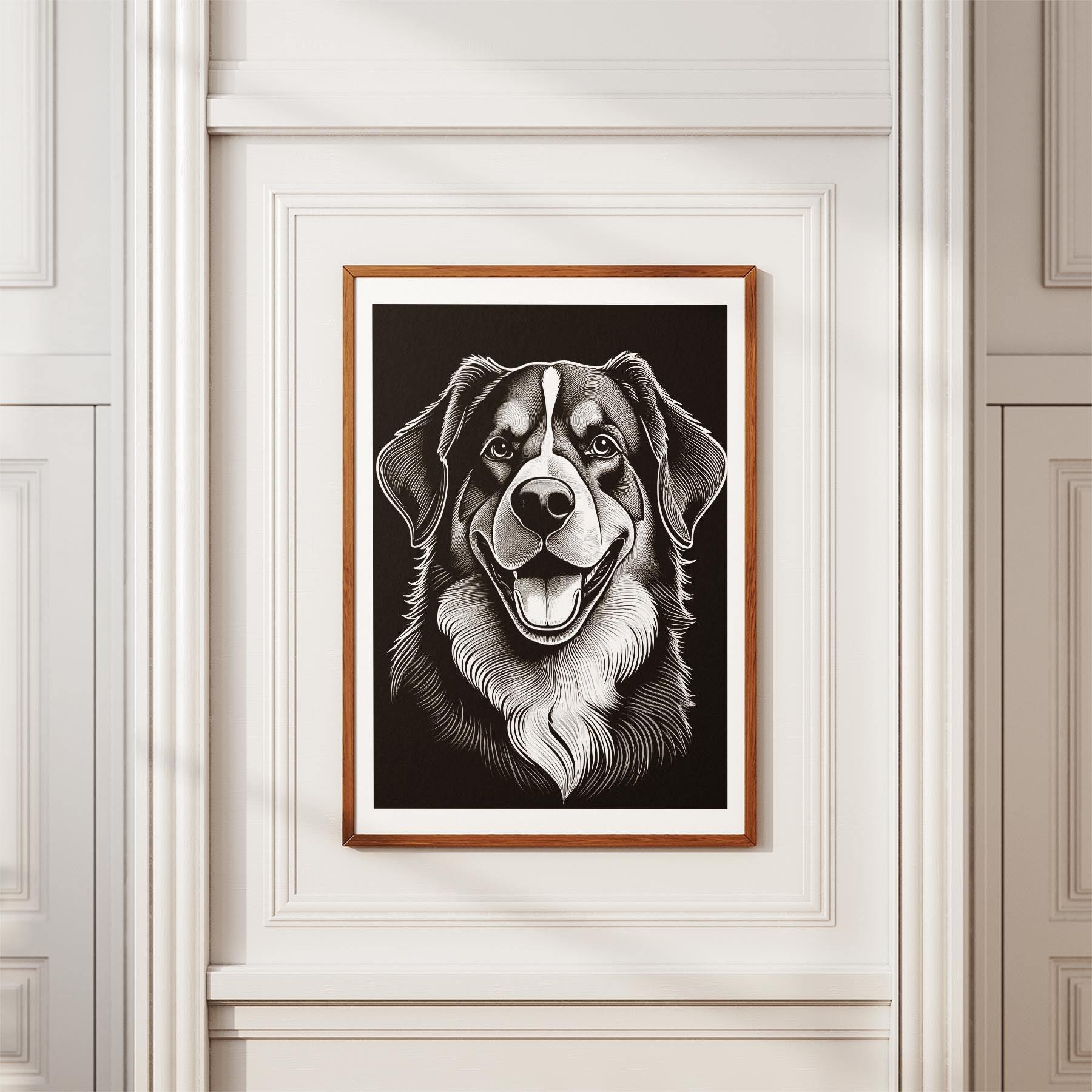 Bernese Mountain Dog Line Dog Series in Black and White image 3